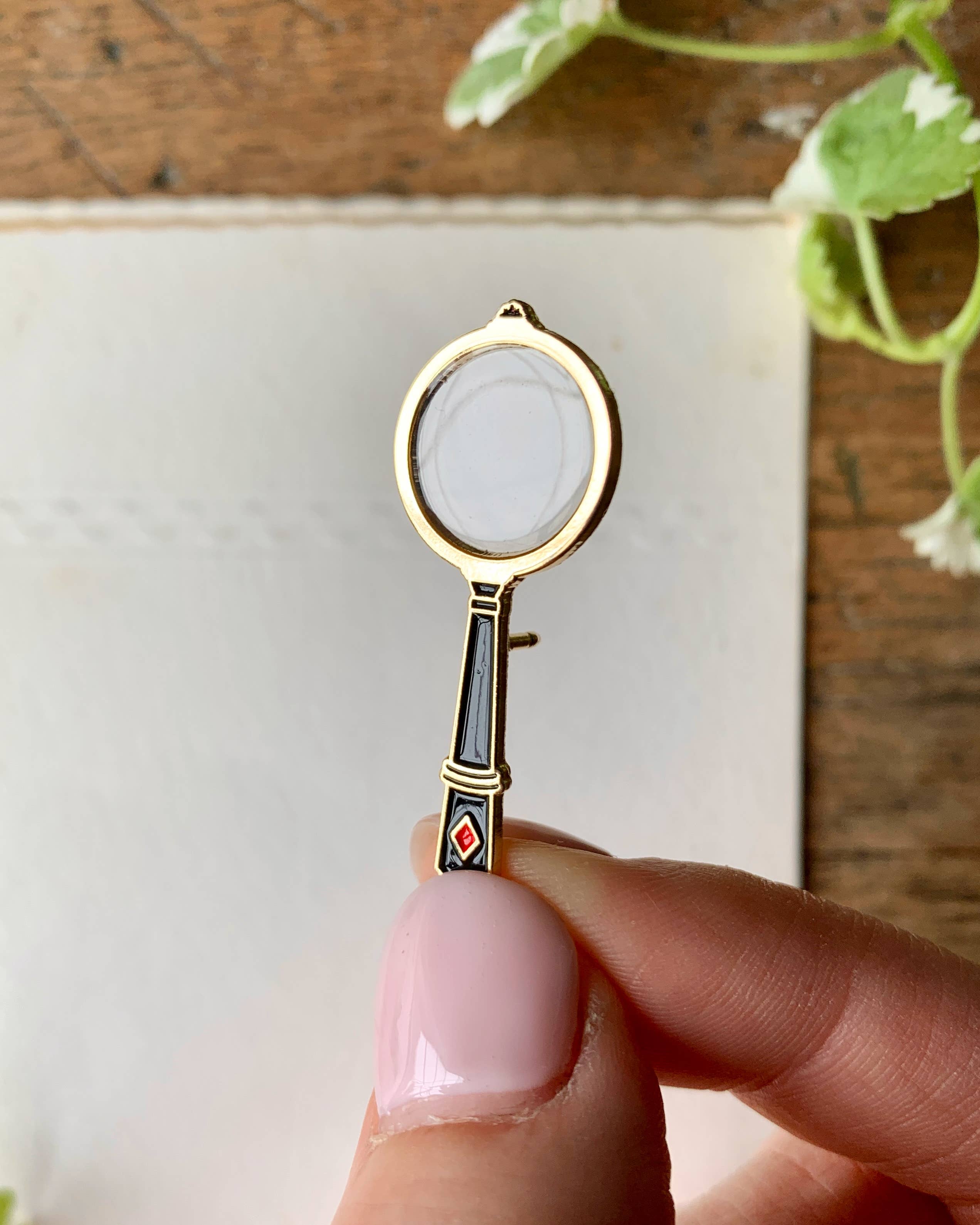 Magnifying Glass Enamel Pin Badge