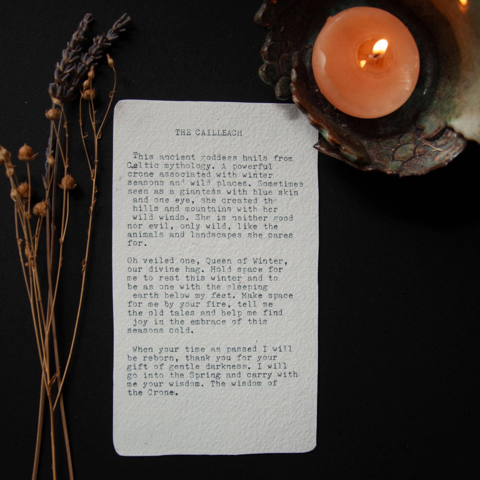 THE CAILLEACH ORACLE ALTAR CARD PRINT |  Linocut design