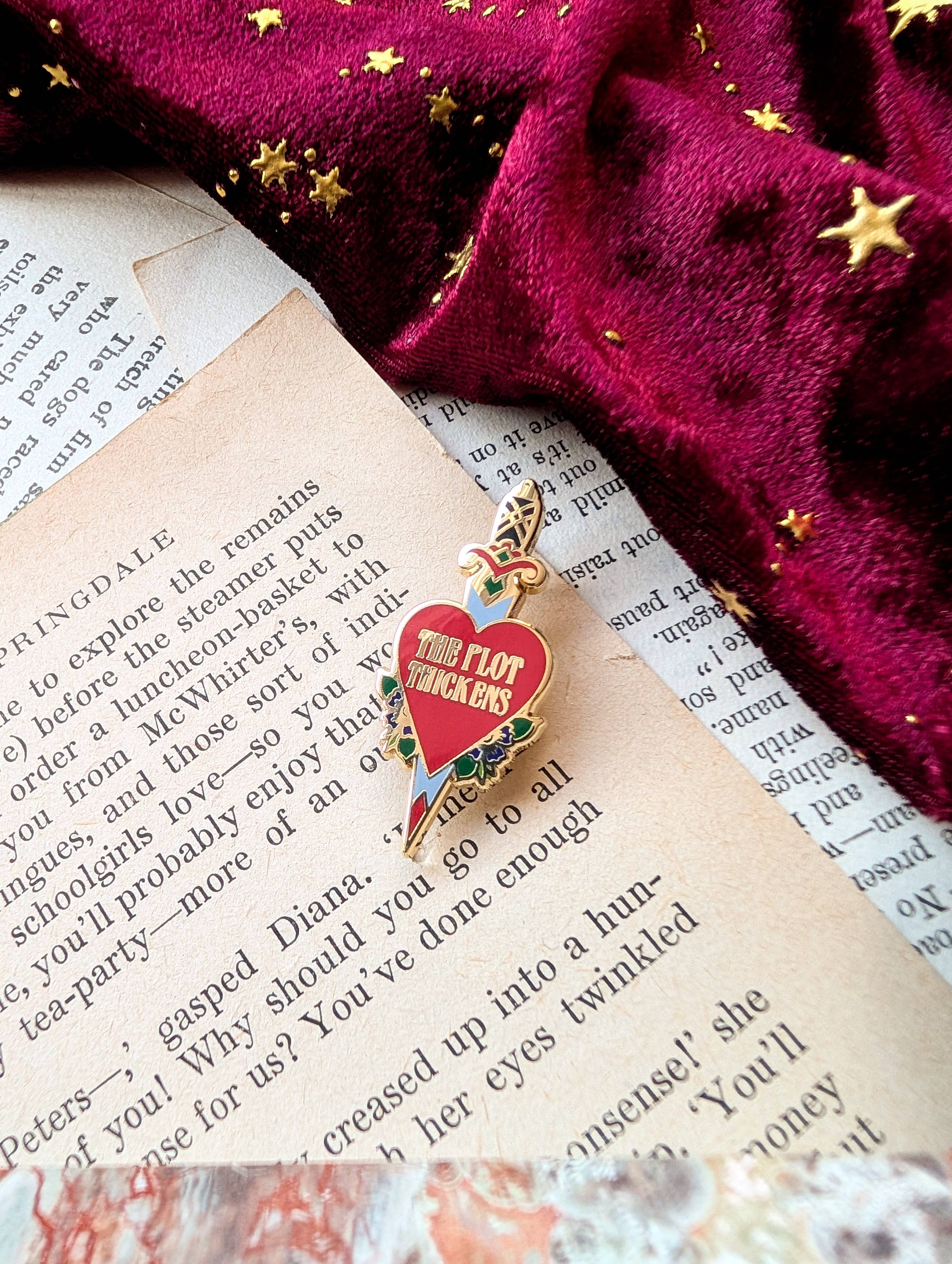 The Plot Thickens Dagger Enamel Pin