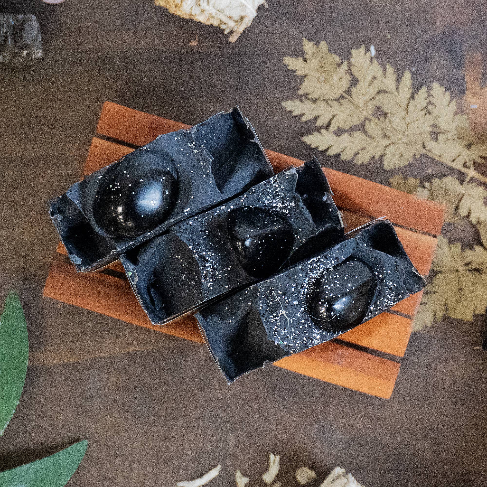 Black Obsidian Crystal Soap - Cedarwood, Patchouli & Clove.