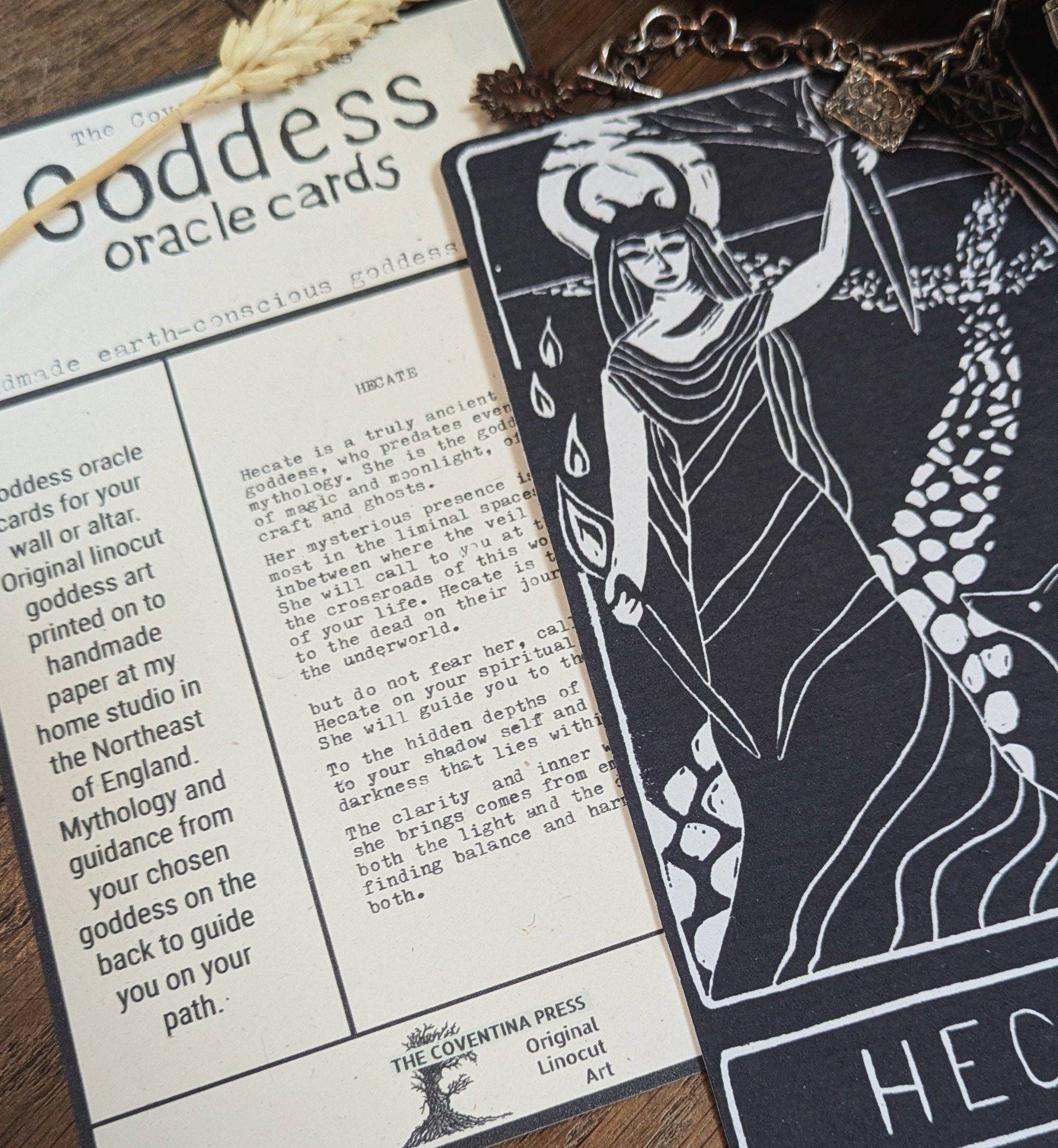 HECATE ORACLE ALTAR CARD PRINT | Linocut design.