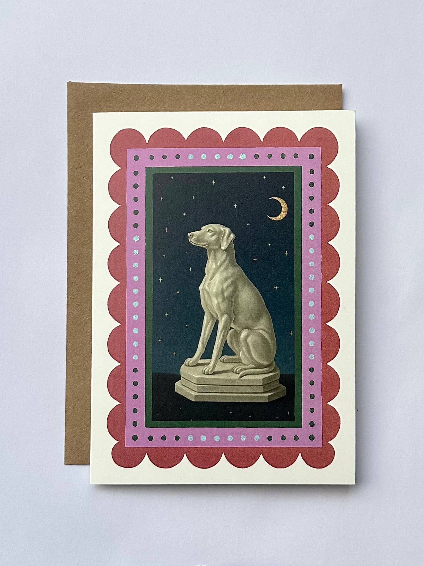 Lunar Watchdog - Glitter Embellished Greeting Card