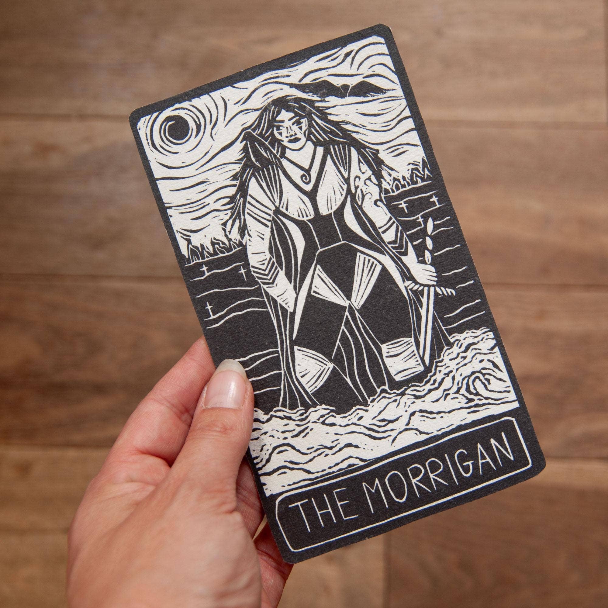 MORRIGAN  ORACLE ALTAR CARD PRINT | Linocut design