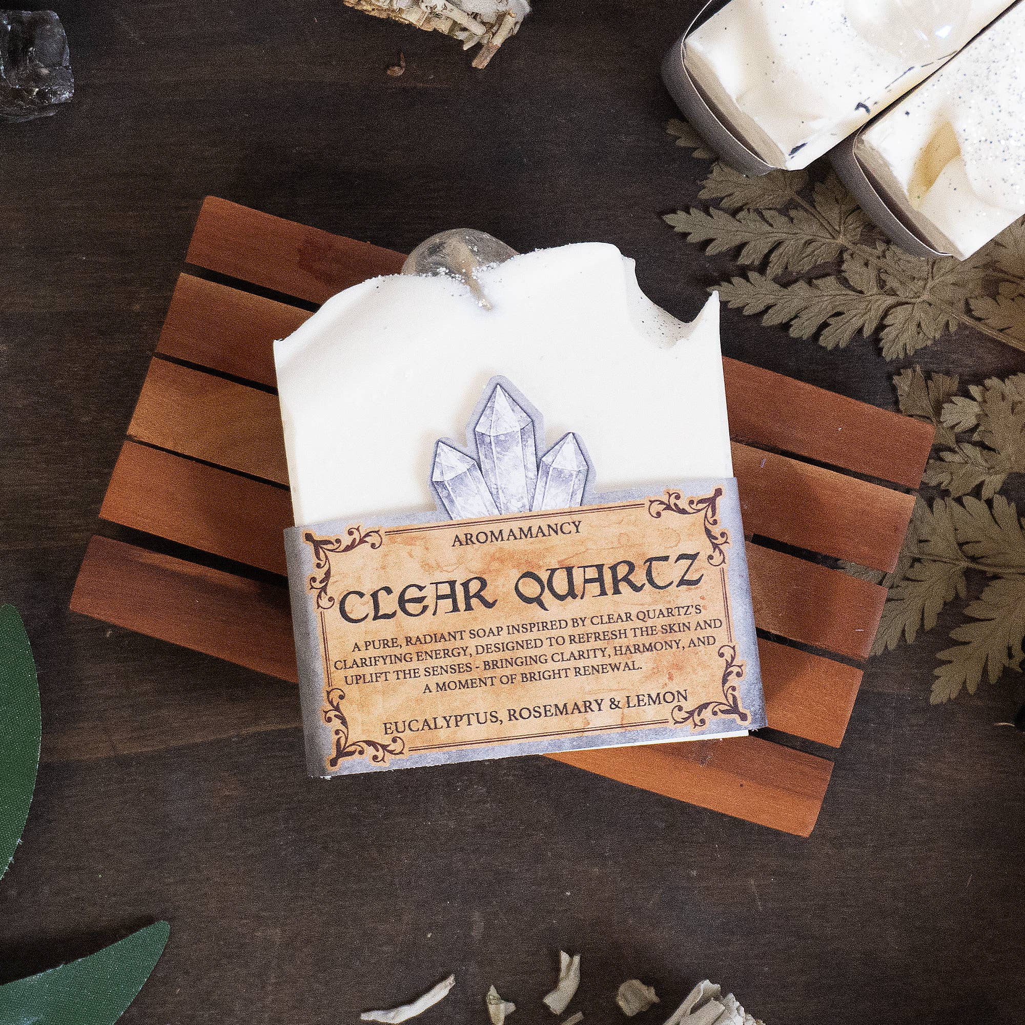 Clear Quartz Crystal Soap - Eucalyptus, Rosemary & Lemon.
