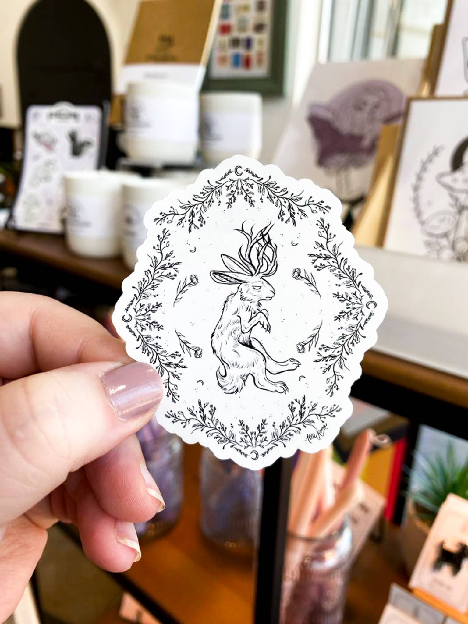 Jackalope - Floral Sticker