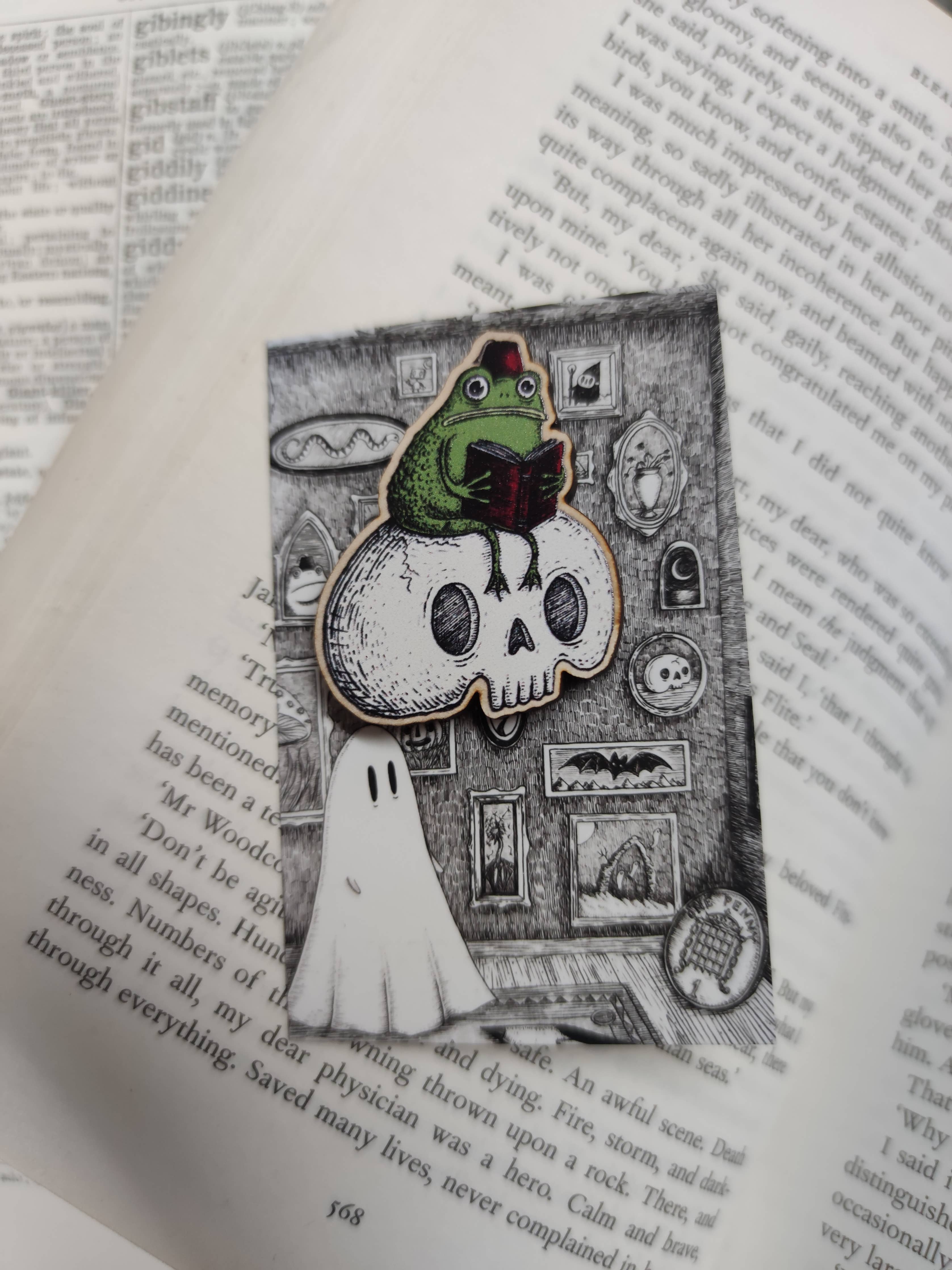 Studious Marshtoad Wooden Pin Badge