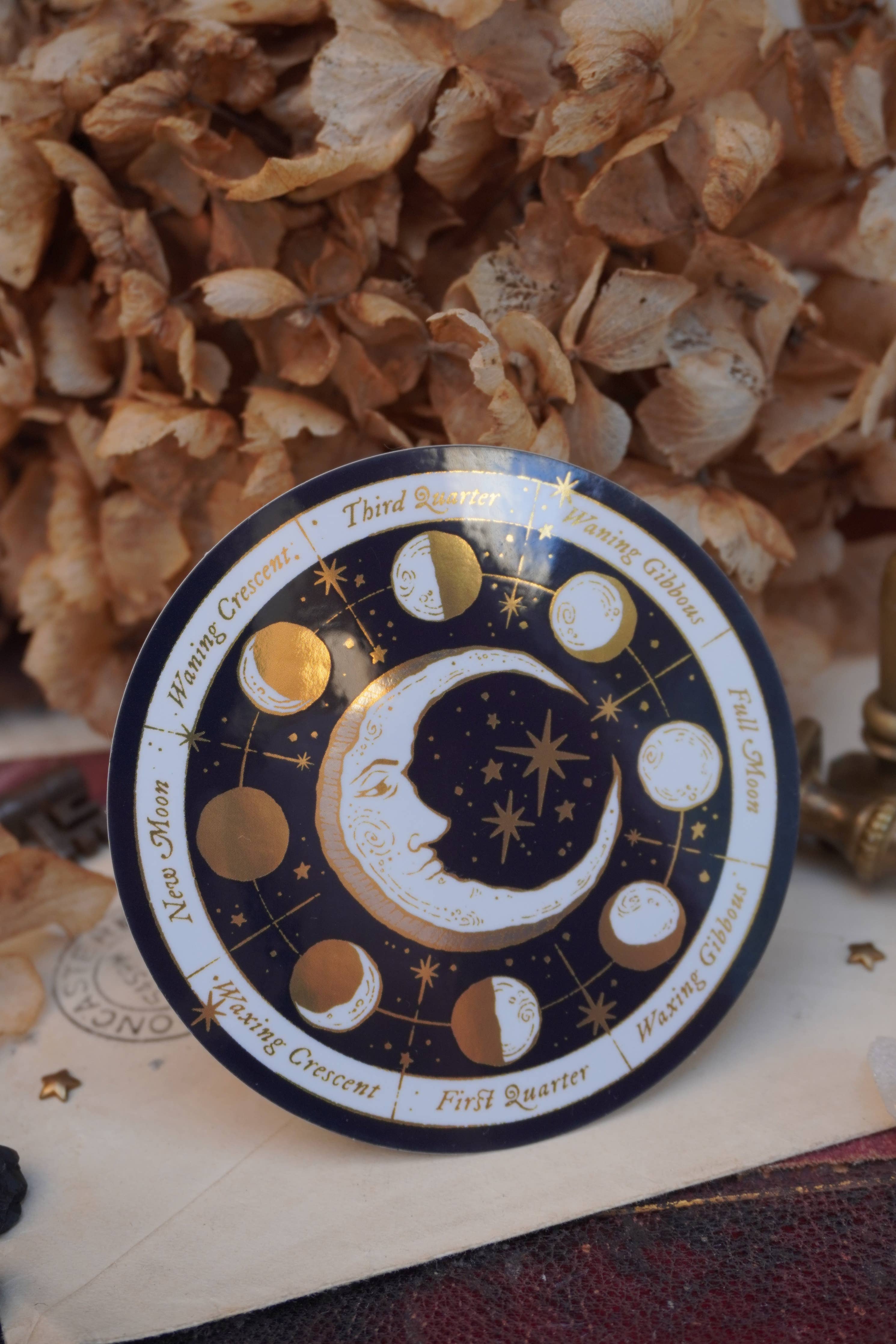 Moon Phases Gold Mirror Sticker - Tooth & Toad