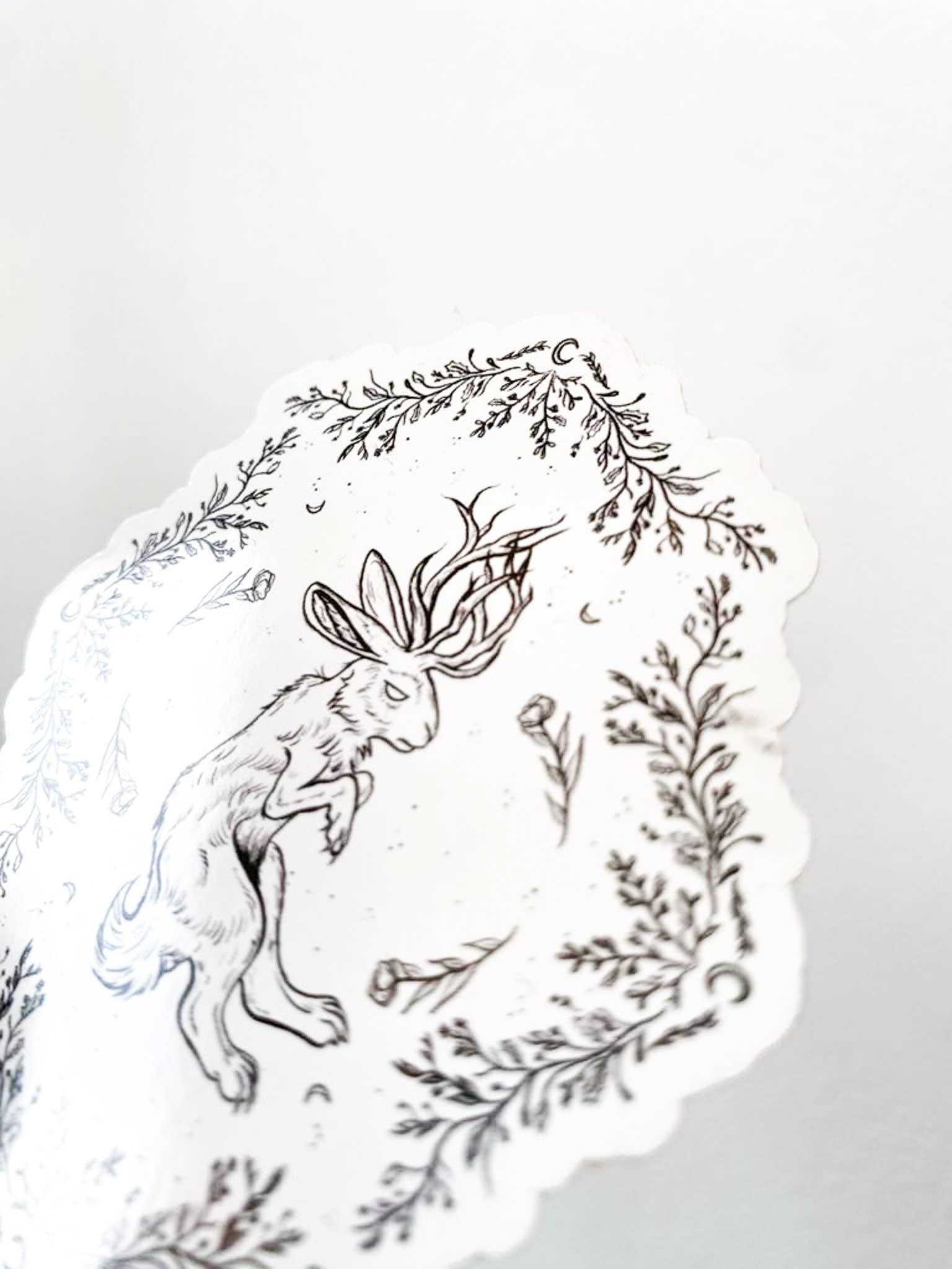 Jackalope - Floral Sticker