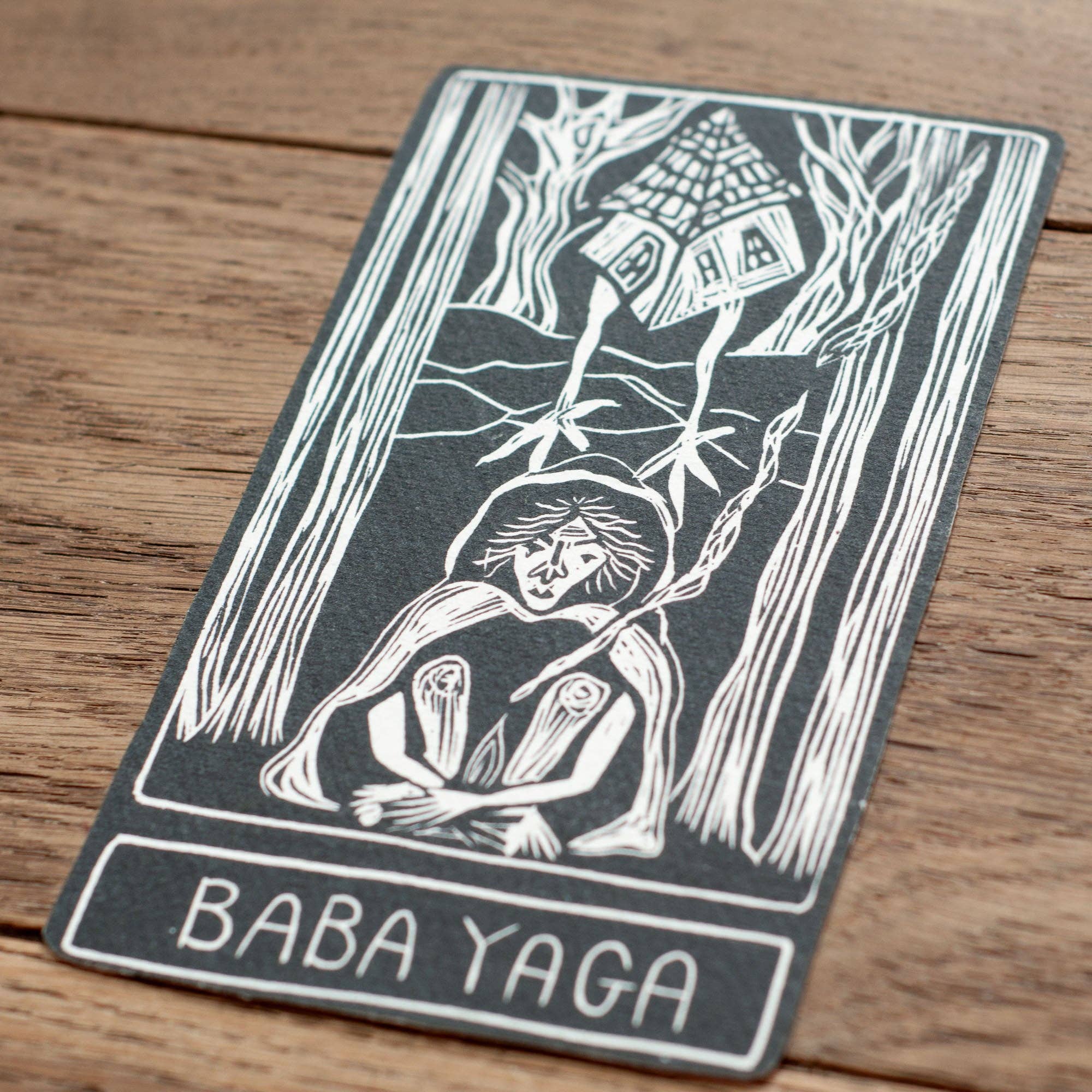 BABA YAGA ORACLE ALTAR CARD  PRINT | Original linocut design