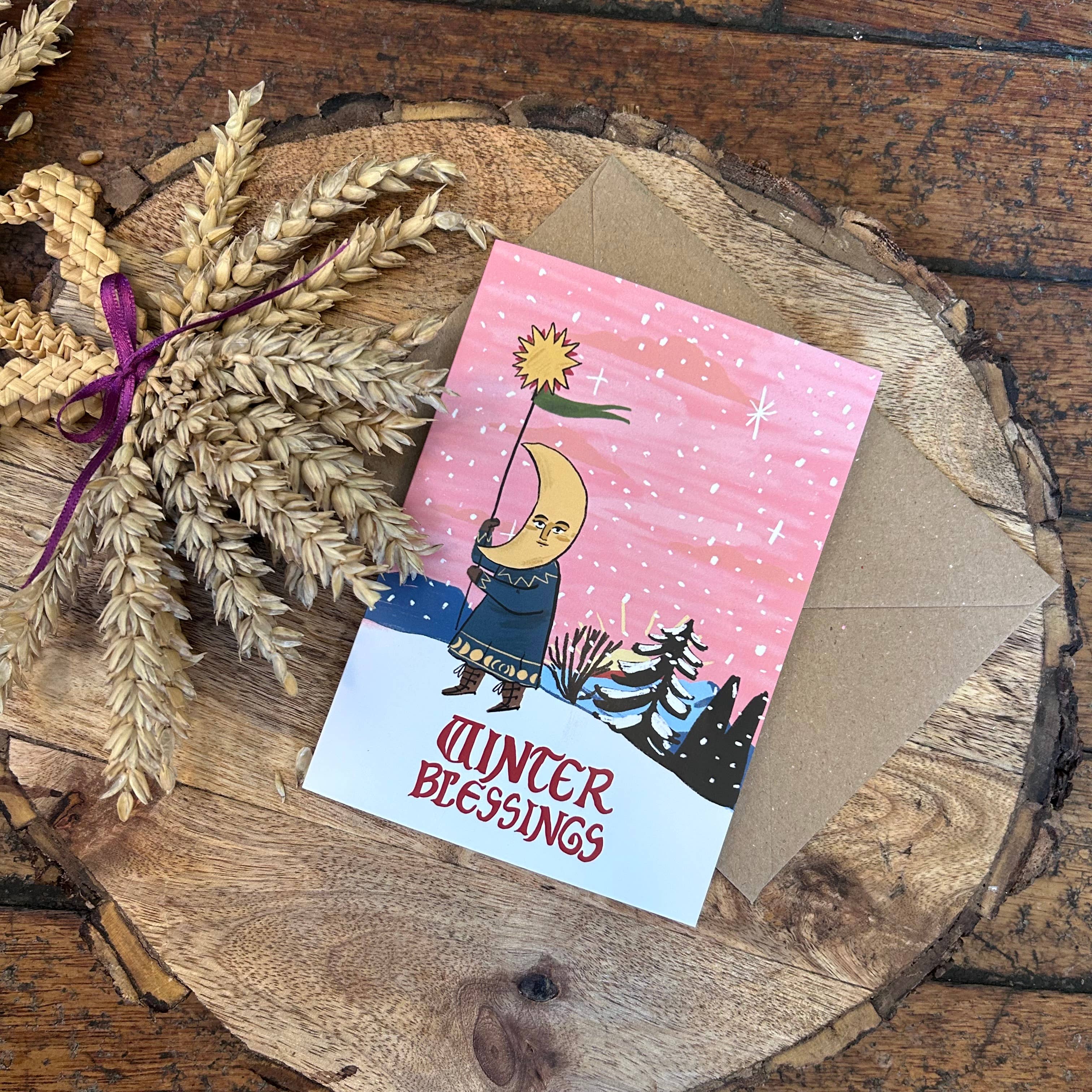 Winter Blessings Moon Greetings Card