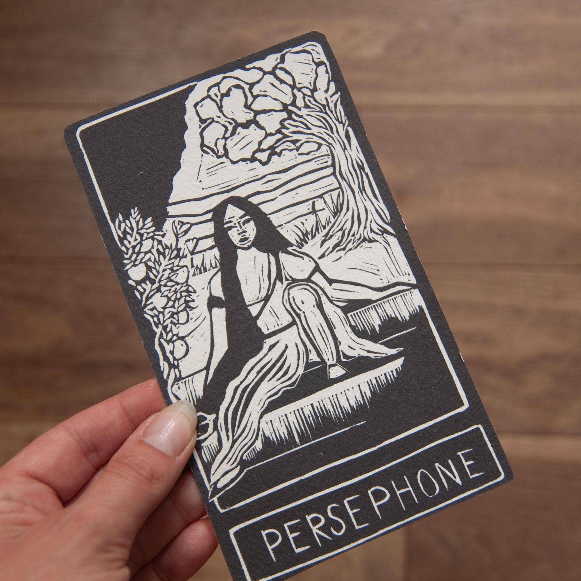 PERSEPHONE  ORACLE ALTAR CARD PRINT | Linocut design