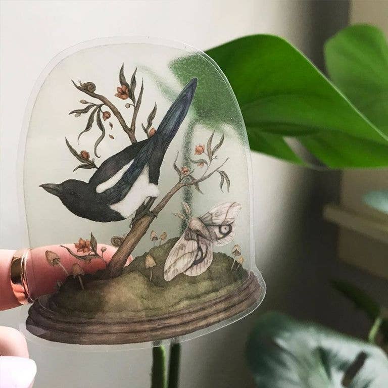 One for Sorrow Semi-transparent Sticker - Jessica Roux