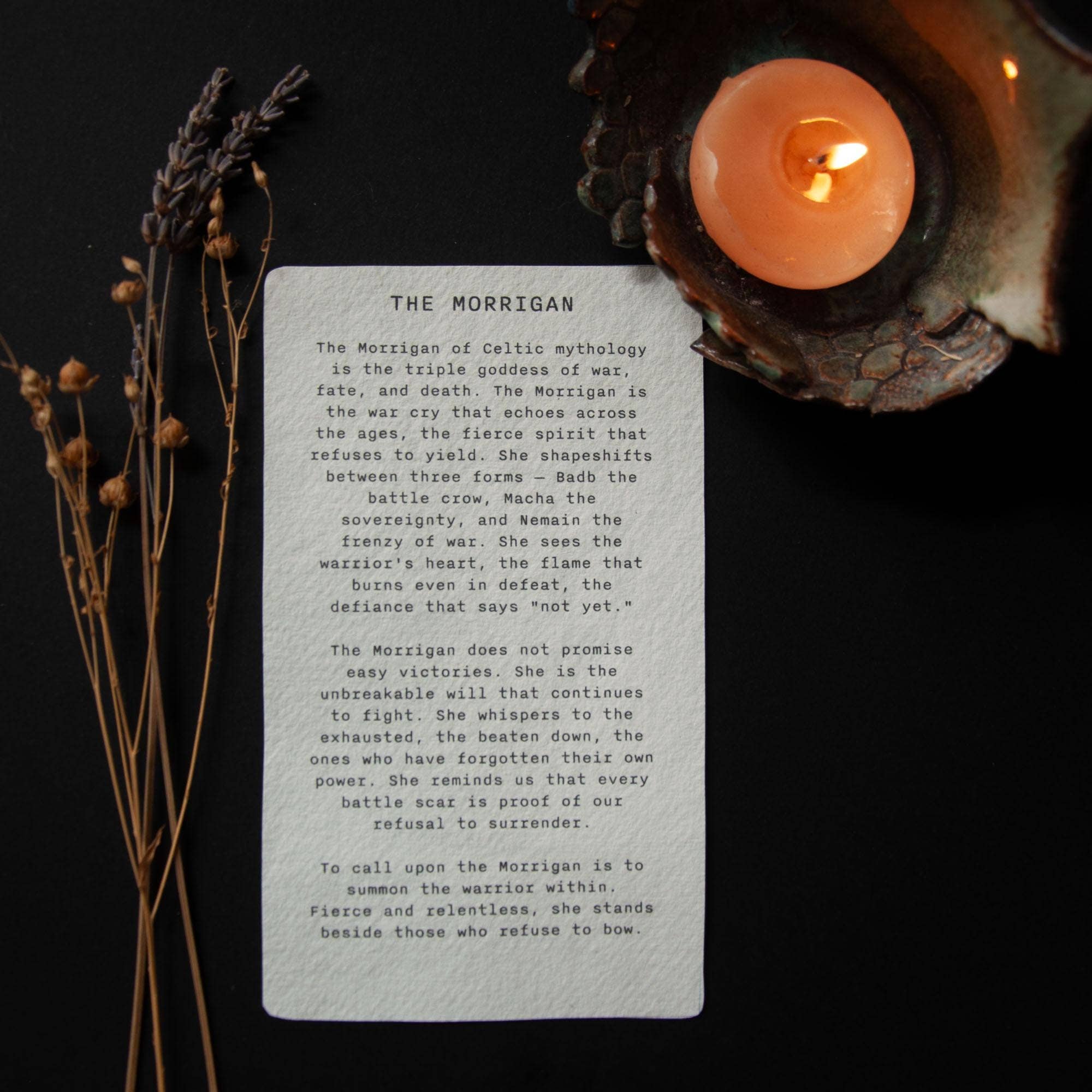 MORRIGAN  ORACLE ALTAR CARD PRINT | Linocut design