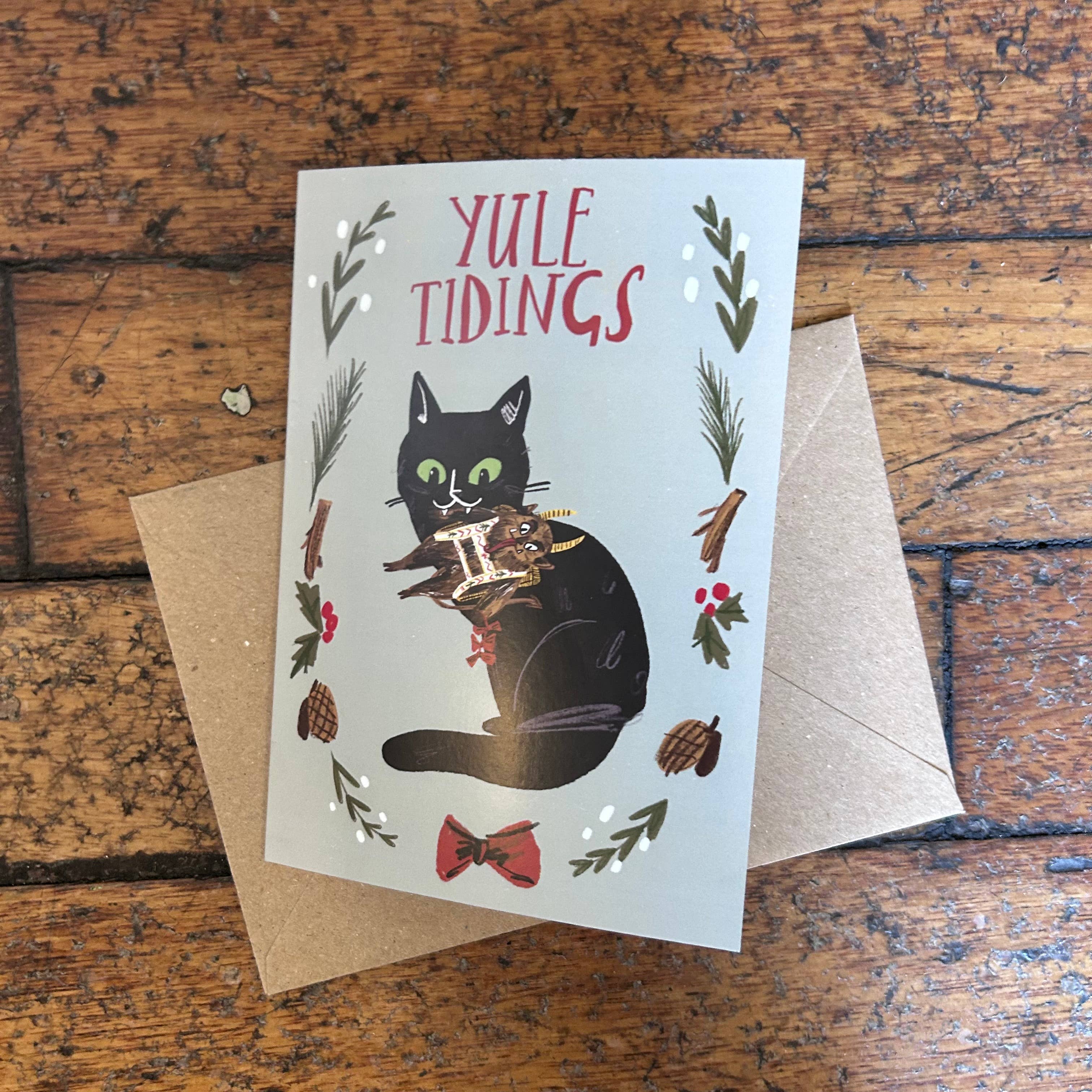 Yules Tidings Krampus Cat Greetings Card