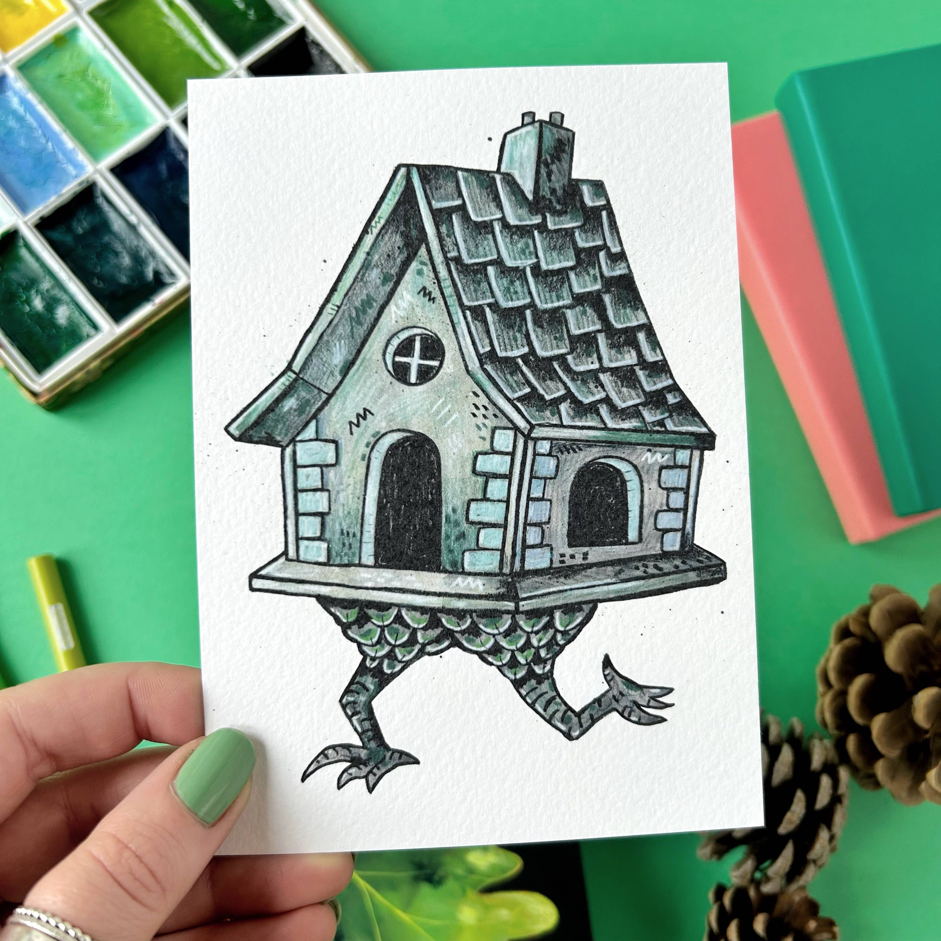 Baba Yaga Folklore Postcard