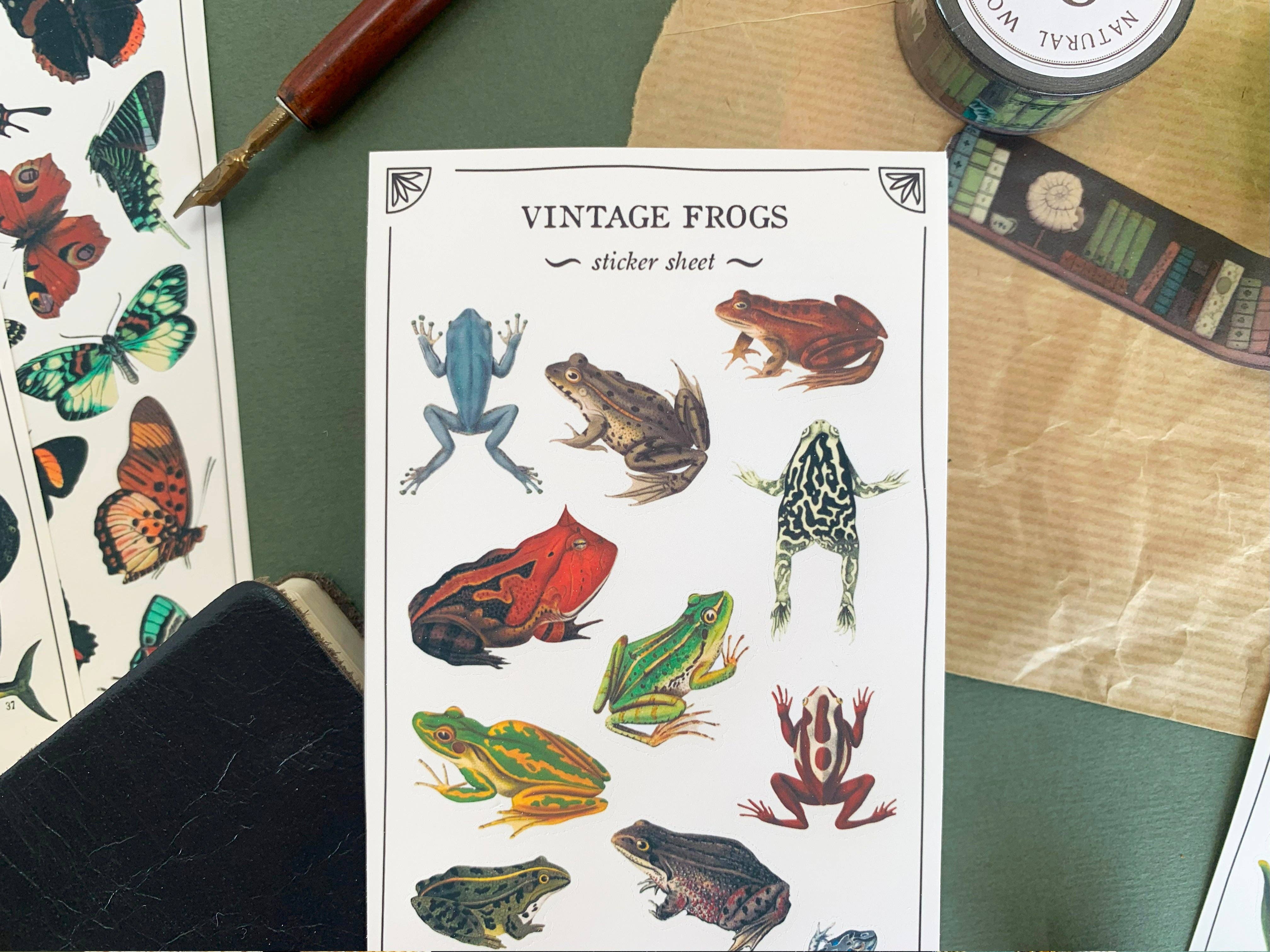 Vintage Frogs Sticker Sheet