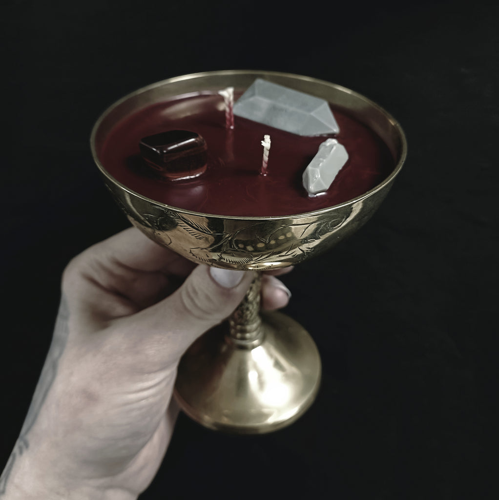 Ornate Brass Two Wick Chalice Candle