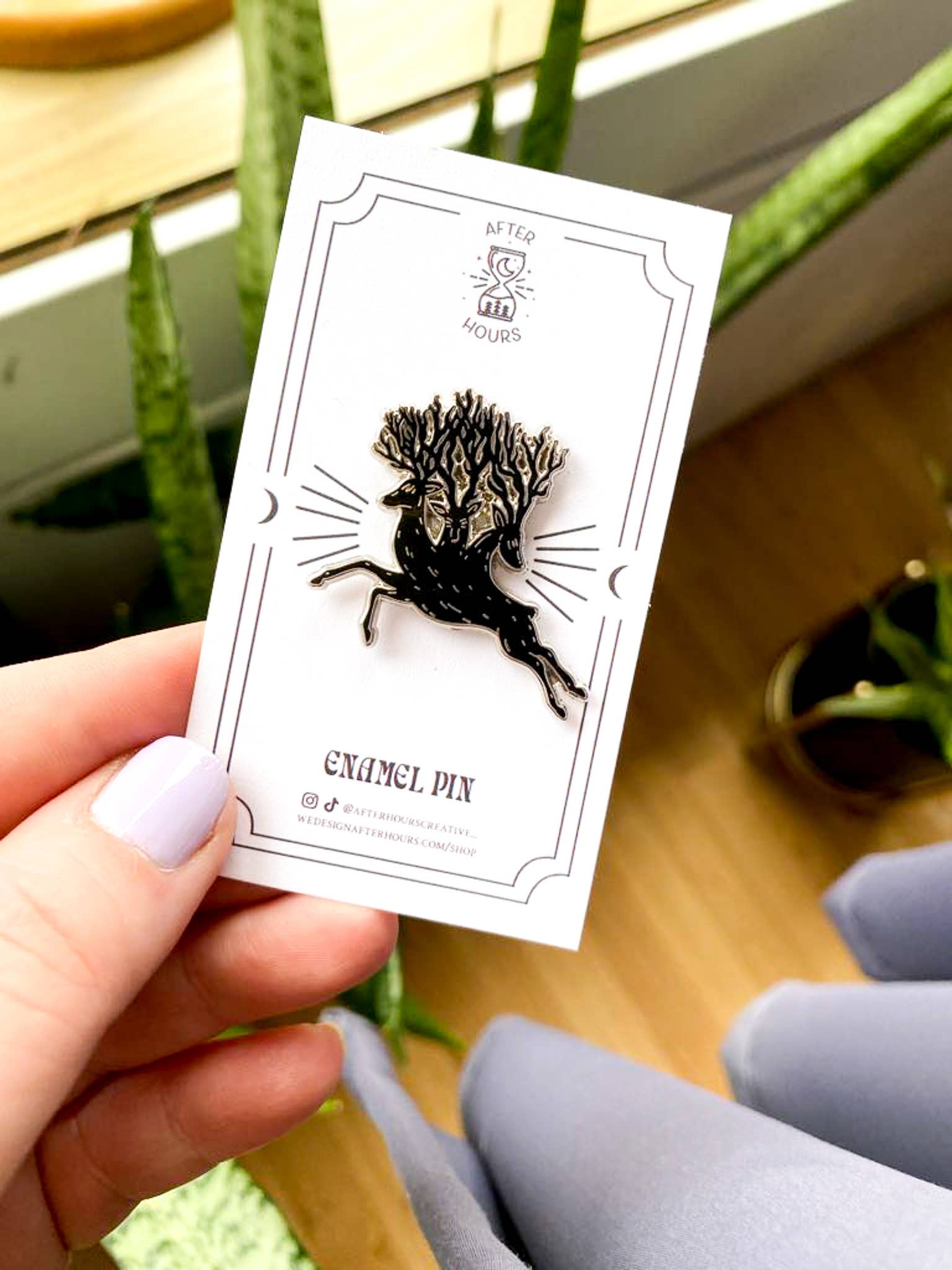3 Headed Stag Enamel Pin