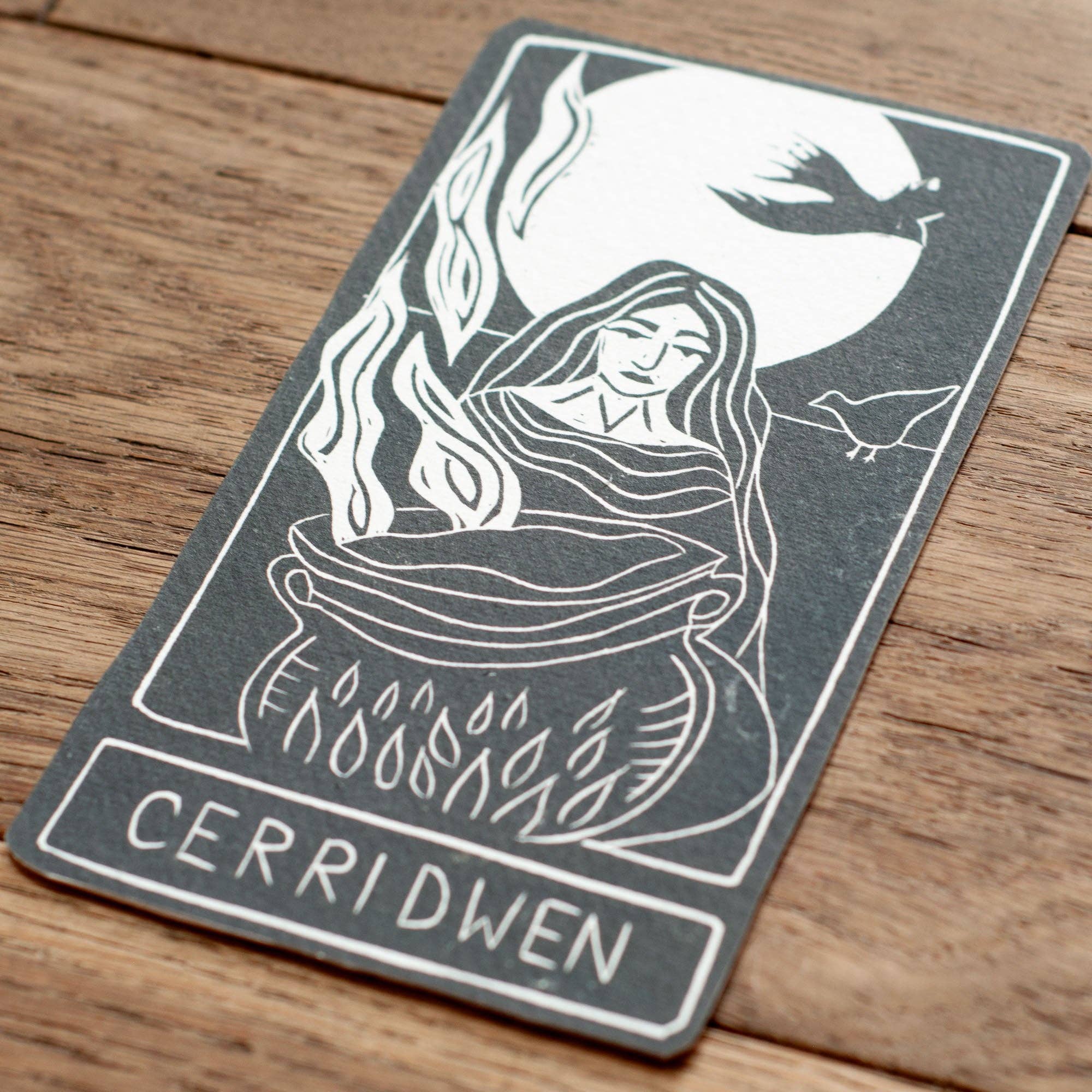 CERRIDWEN ORACLE ALTAR CARD PRINT | Handmade linocut design