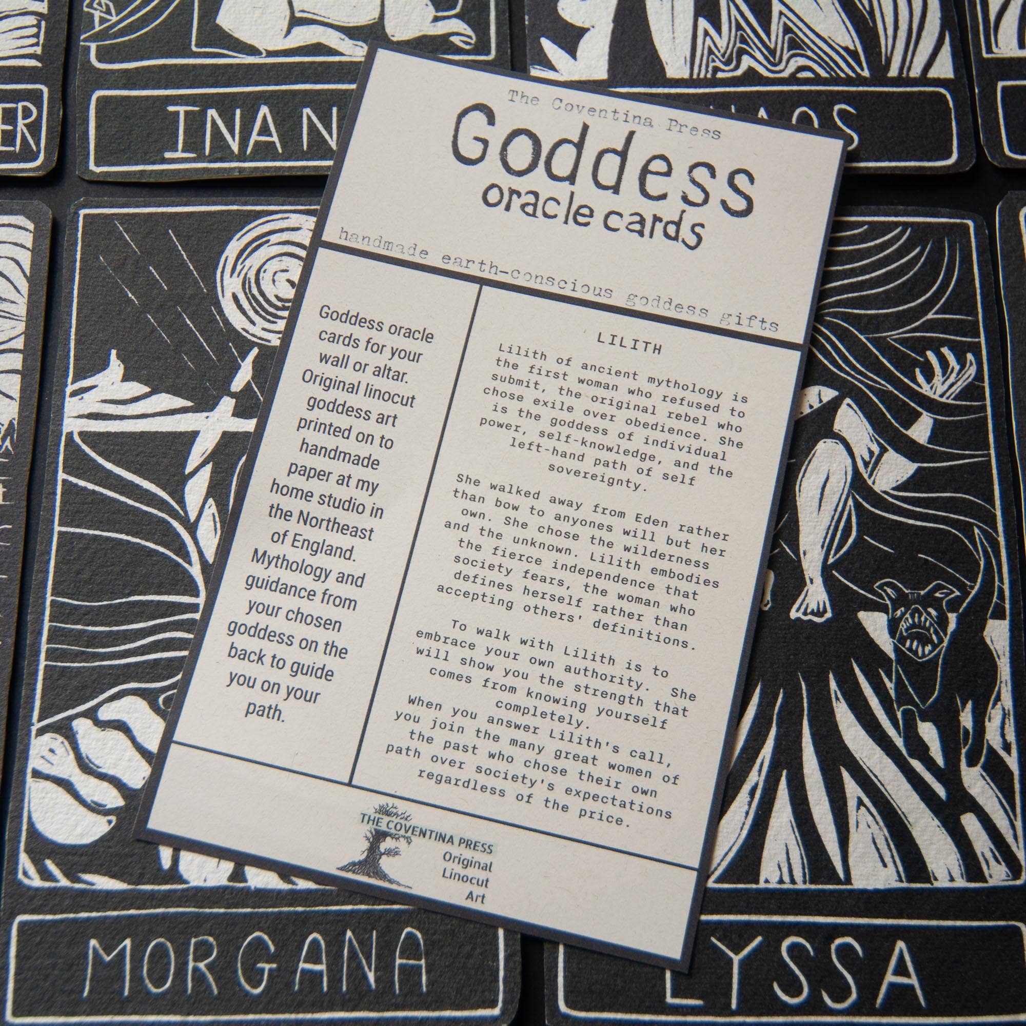 LILITH ORACLE ALTAR CARD PRINT |  Linocut design
