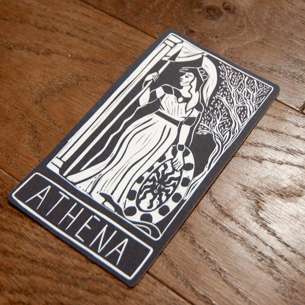 ATHENA ORACLE ALTAR CARD PRINT | Original Linocut Design