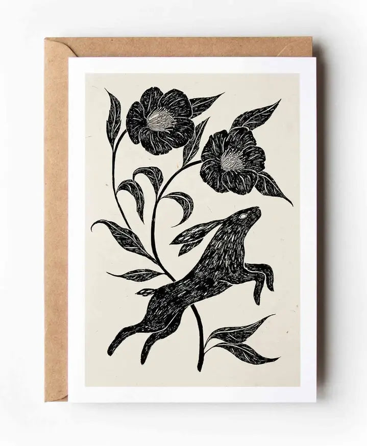 'Camelia Hare' Greeting Card