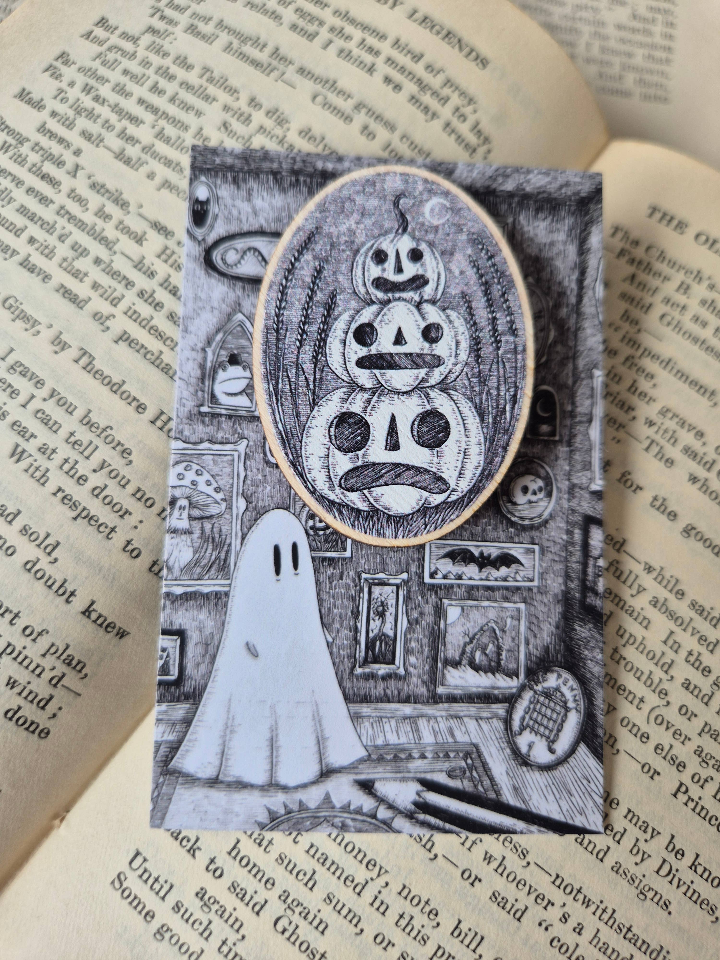 Pumpkin Pals Wooden Pin Badge