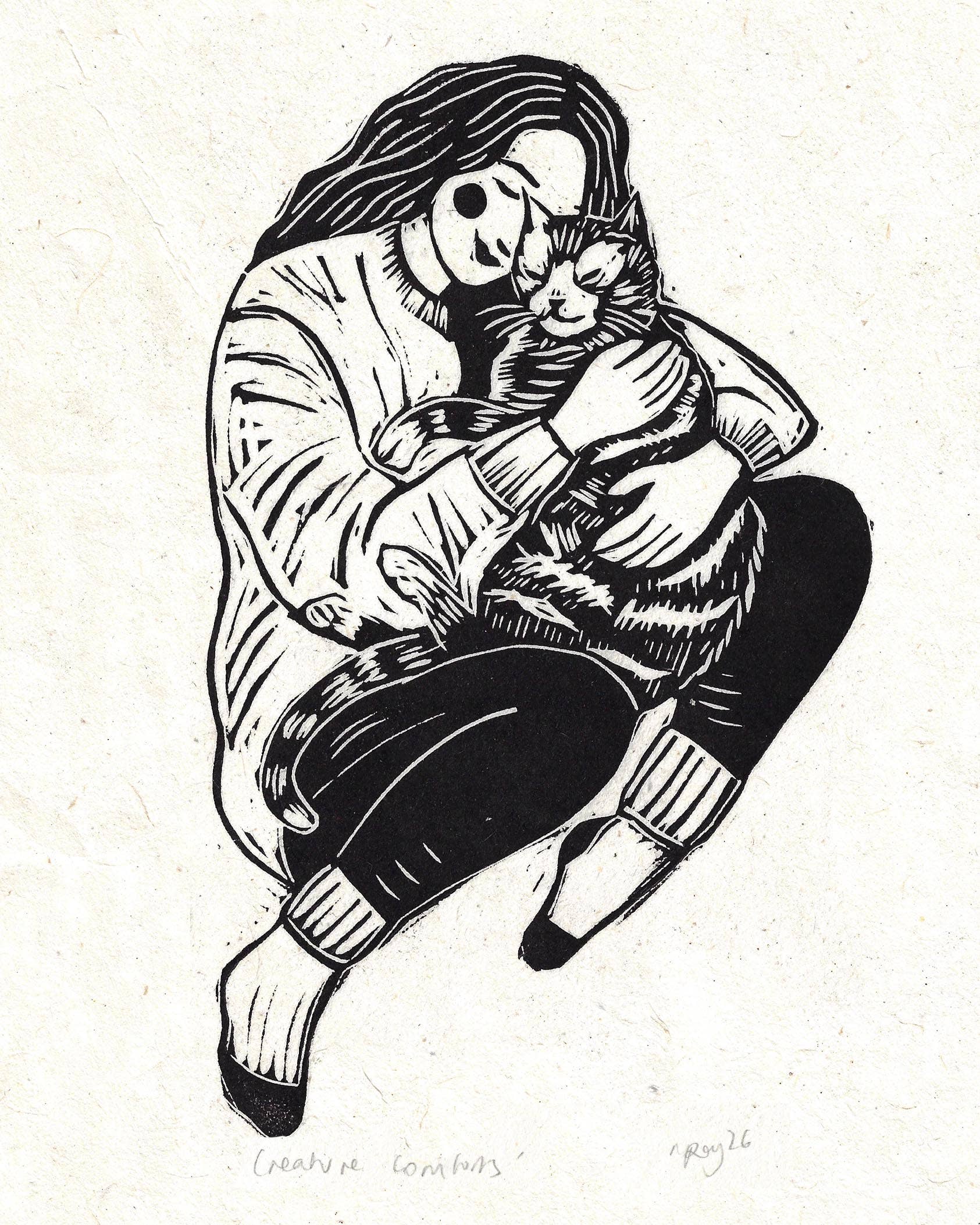 Creature Comfort Cat Cuddle Greeting Card