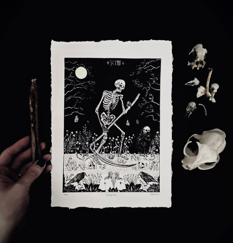 Death Gold Leaf Art Print - Black & Bone