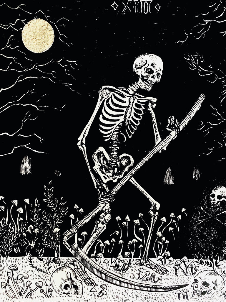 Death Gold Leaf Art Print - Black & Bone