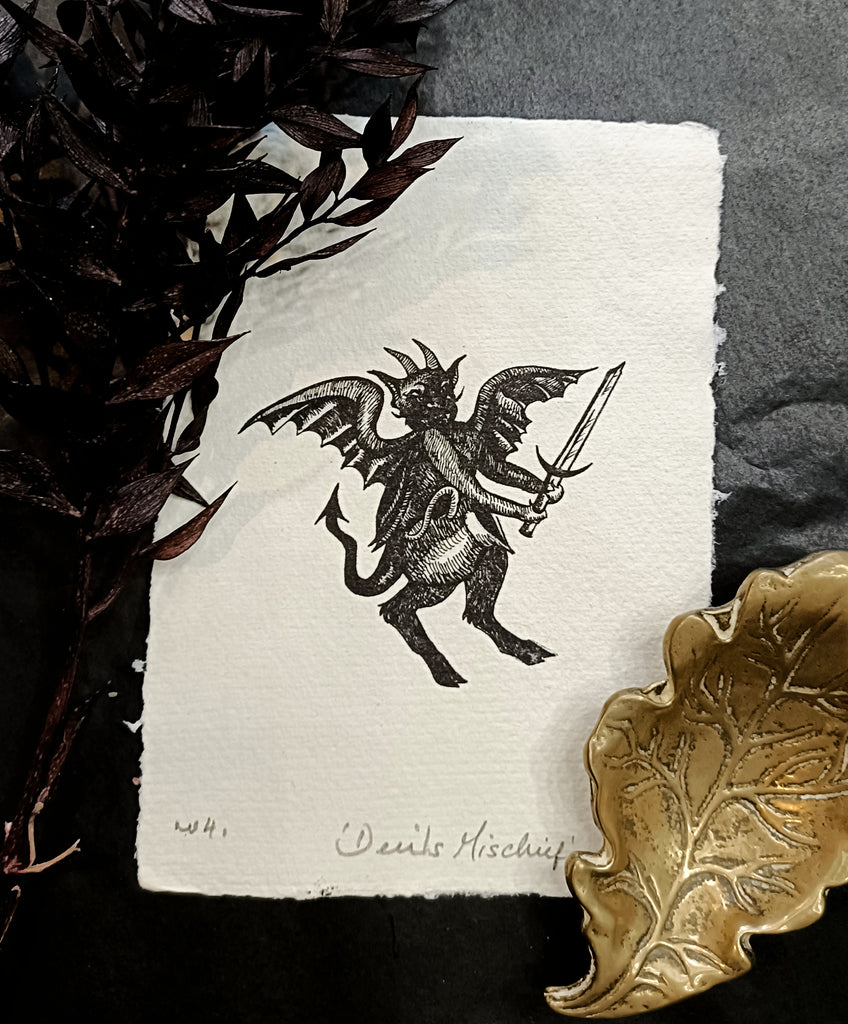 Devil's Mischief Art Print - Black & Bone