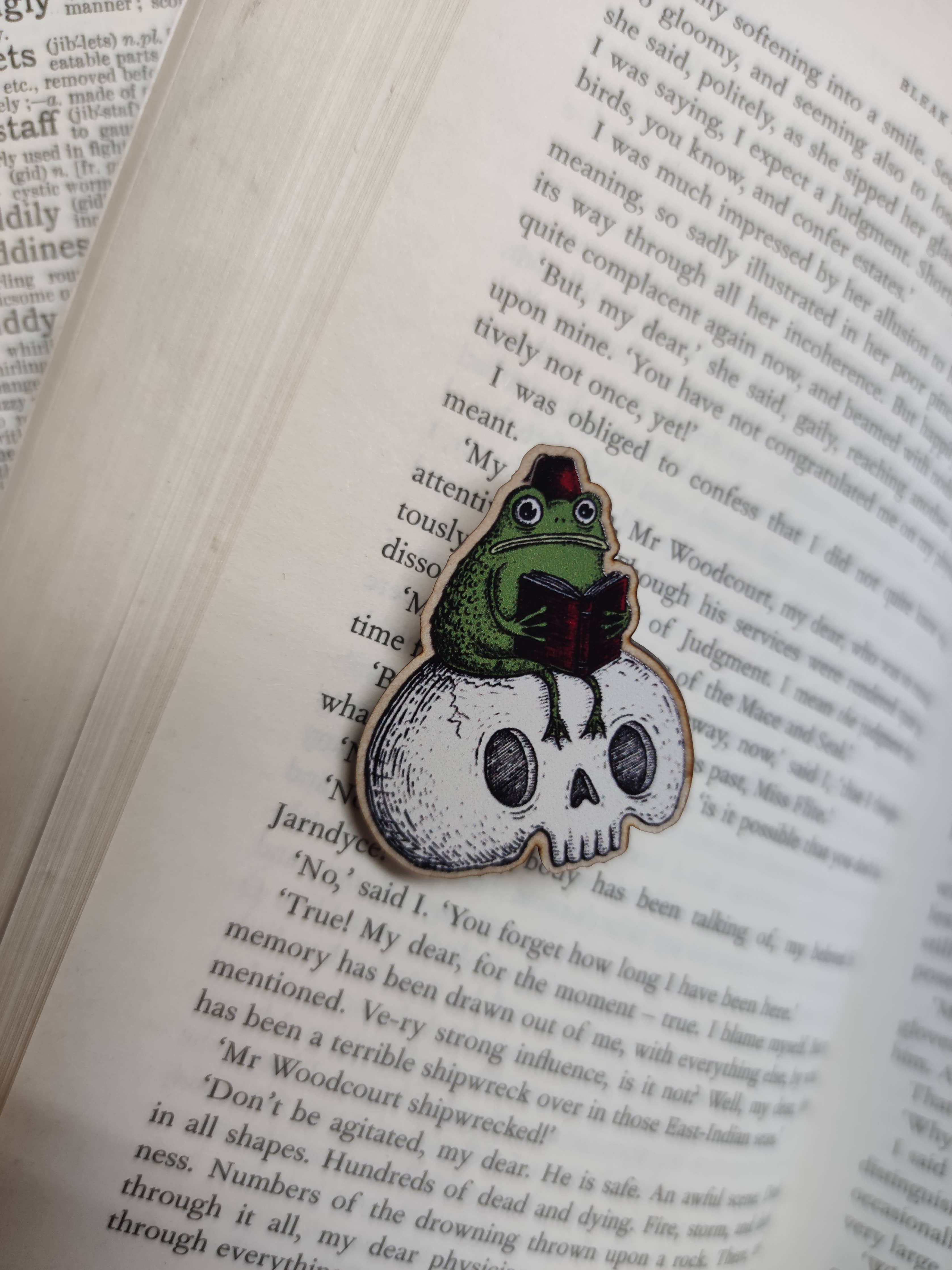 Studious Marshtoad Wooden Pin Badge