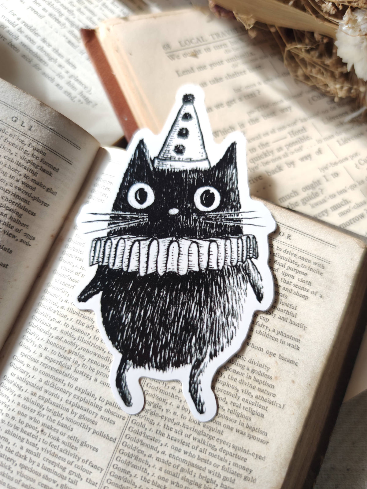 Simon the Clown Cat Vinyl Sticker