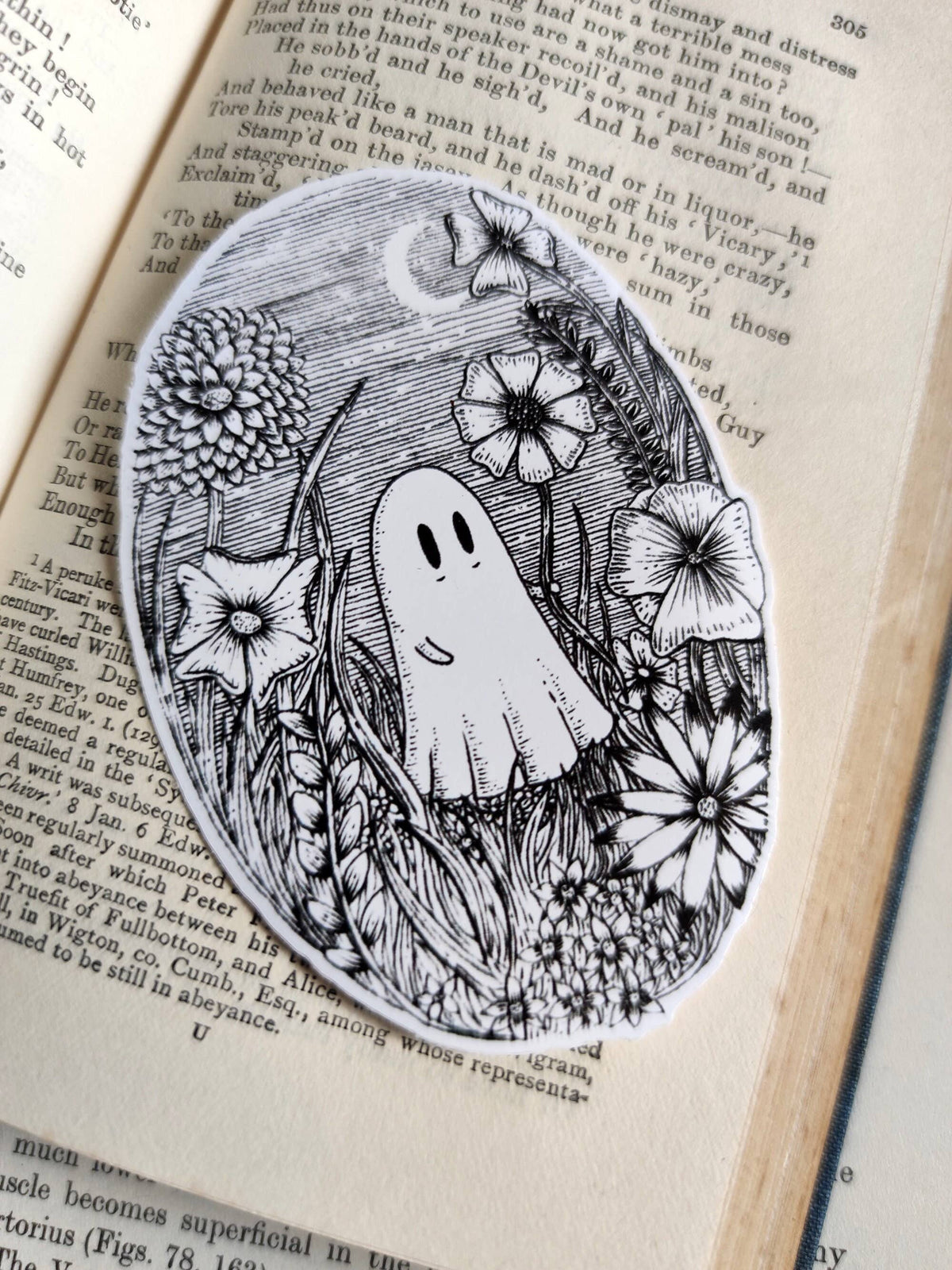 Meadow Ghost Haunted Flowers Vinyl Sticker
