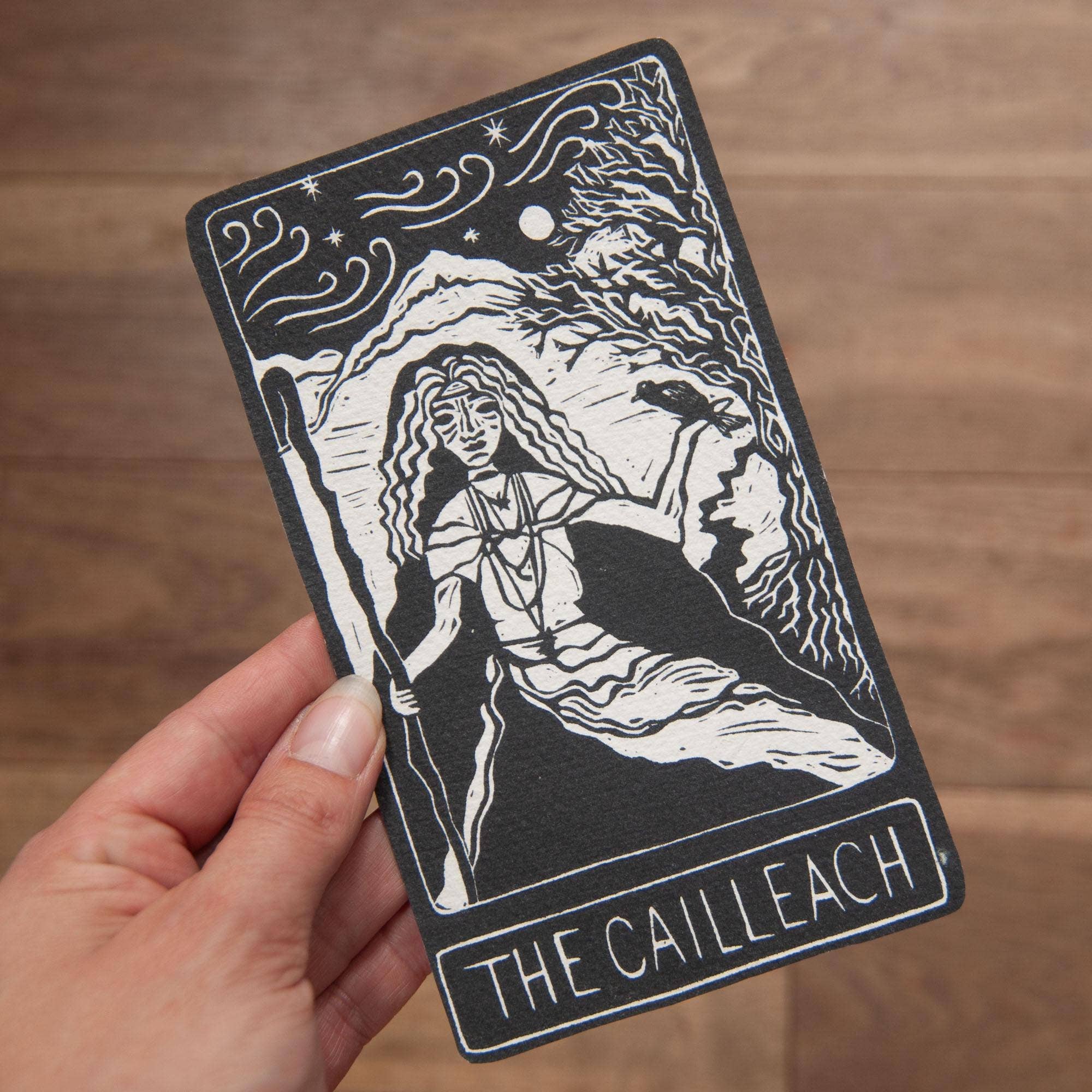THE CAILLEACH ORACLE ALTAR CARD PRINT |  Linocut design