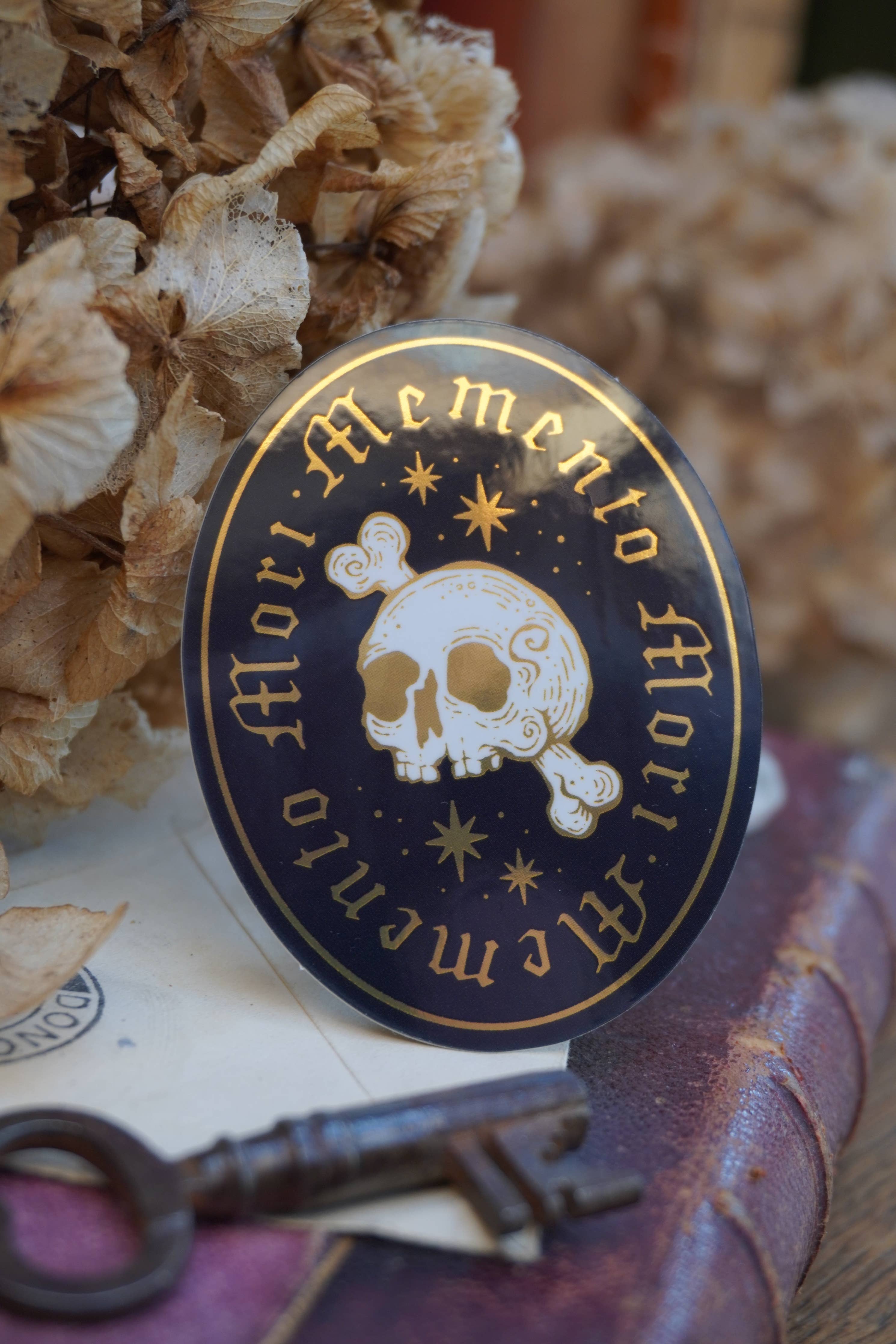 Memento Mori Gold Mirror Sticker - Tooth & Toad