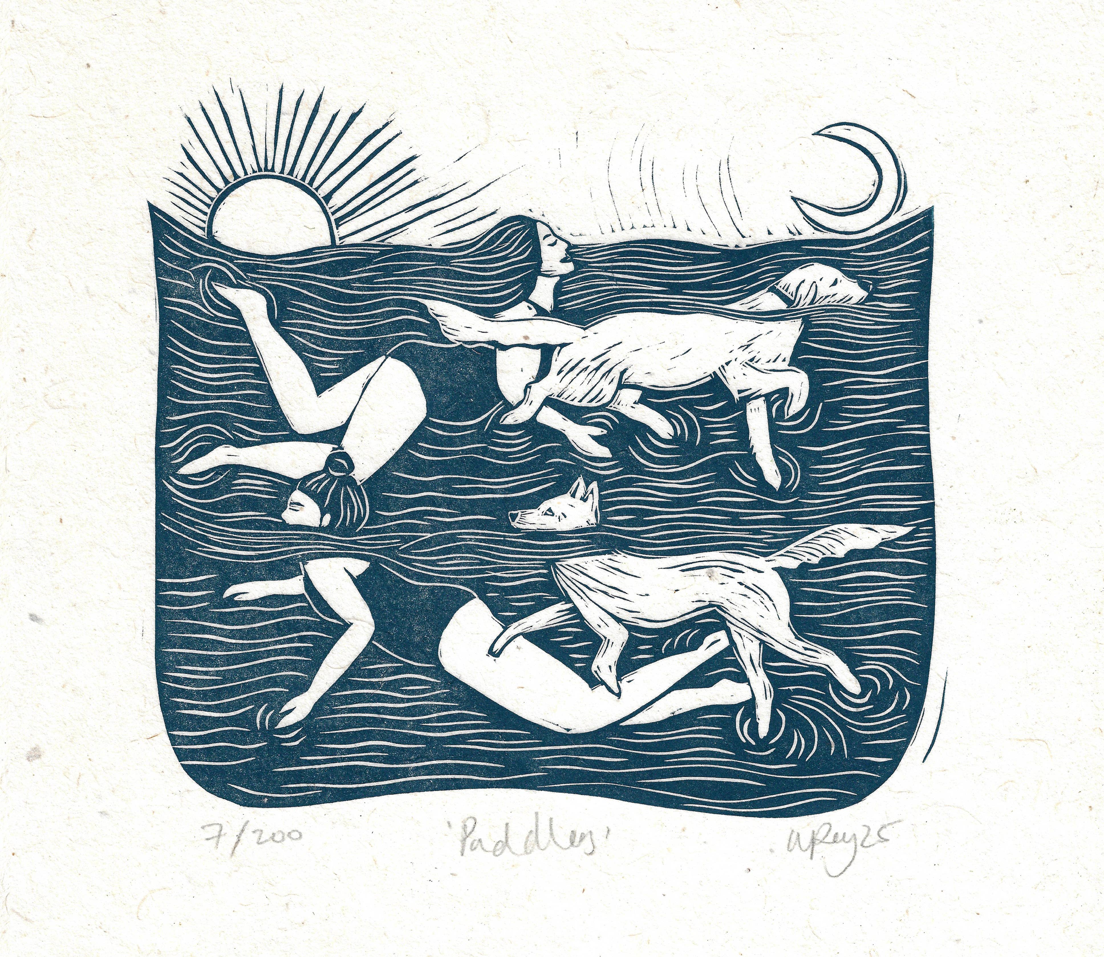 Paddlers Dog Wild Swim Greetings Card