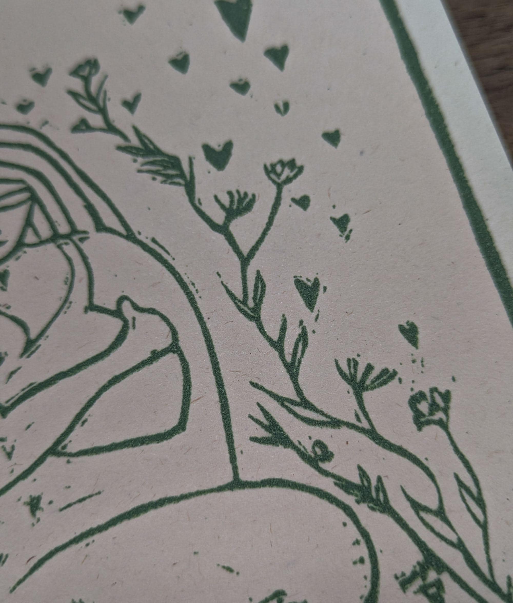 Mother And Baby Linocut Greeting Card