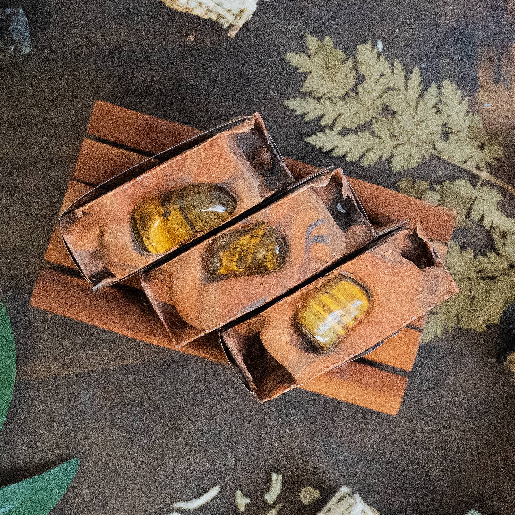 Tiger Eye Crystal Soap - Sage & Ginger.