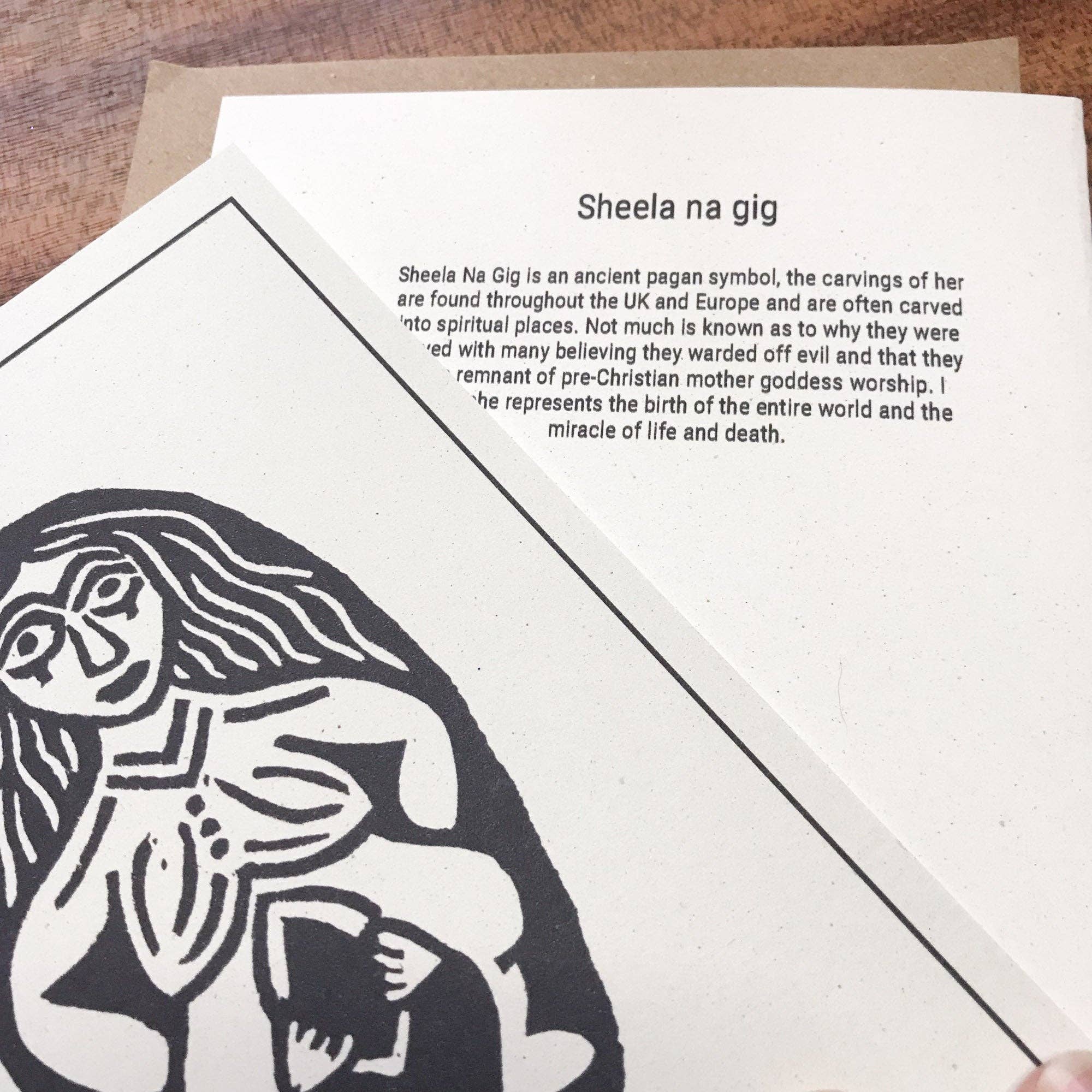 Sheela Na Gig Linocut Greeting Card