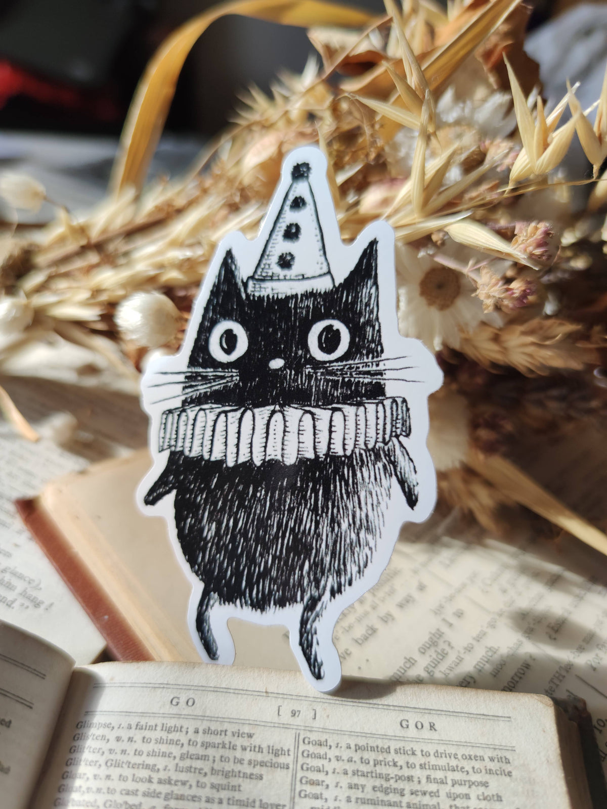 Simon the Clown Cat Vinyl Sticker