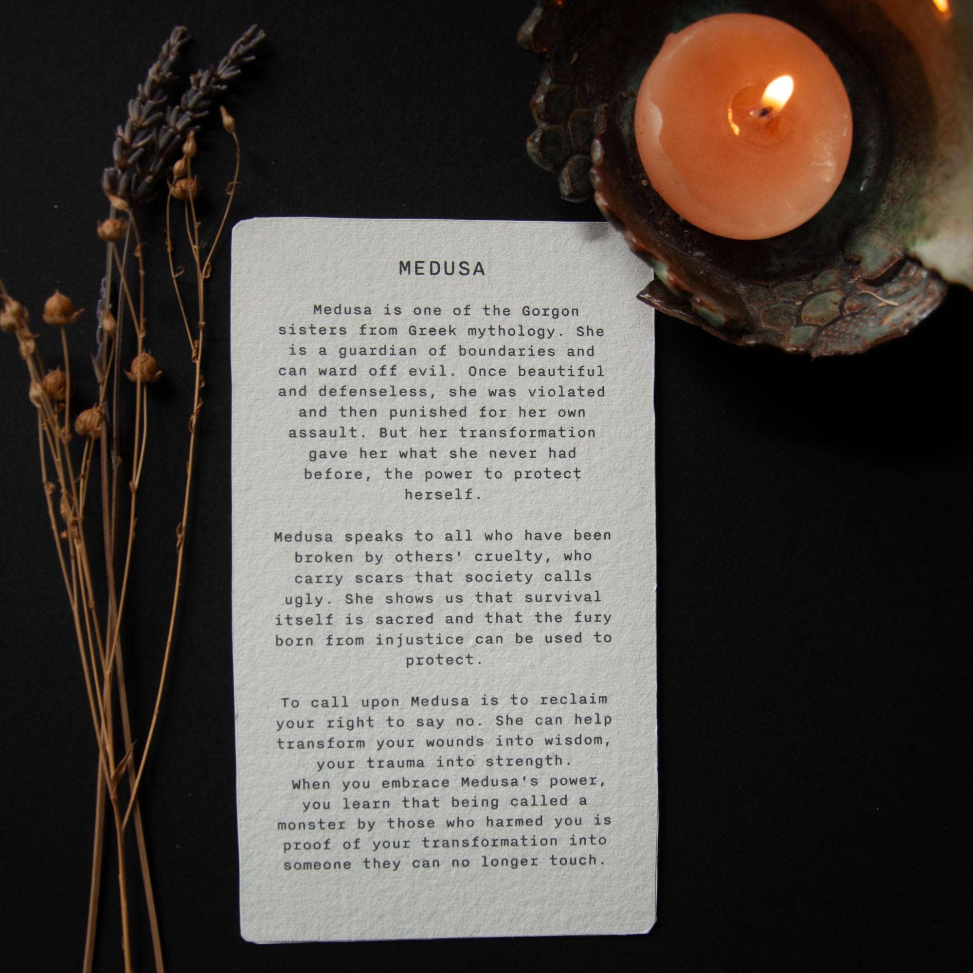 MEDUSA ORACLE ALTAR CARD PRINT |  Linocut design