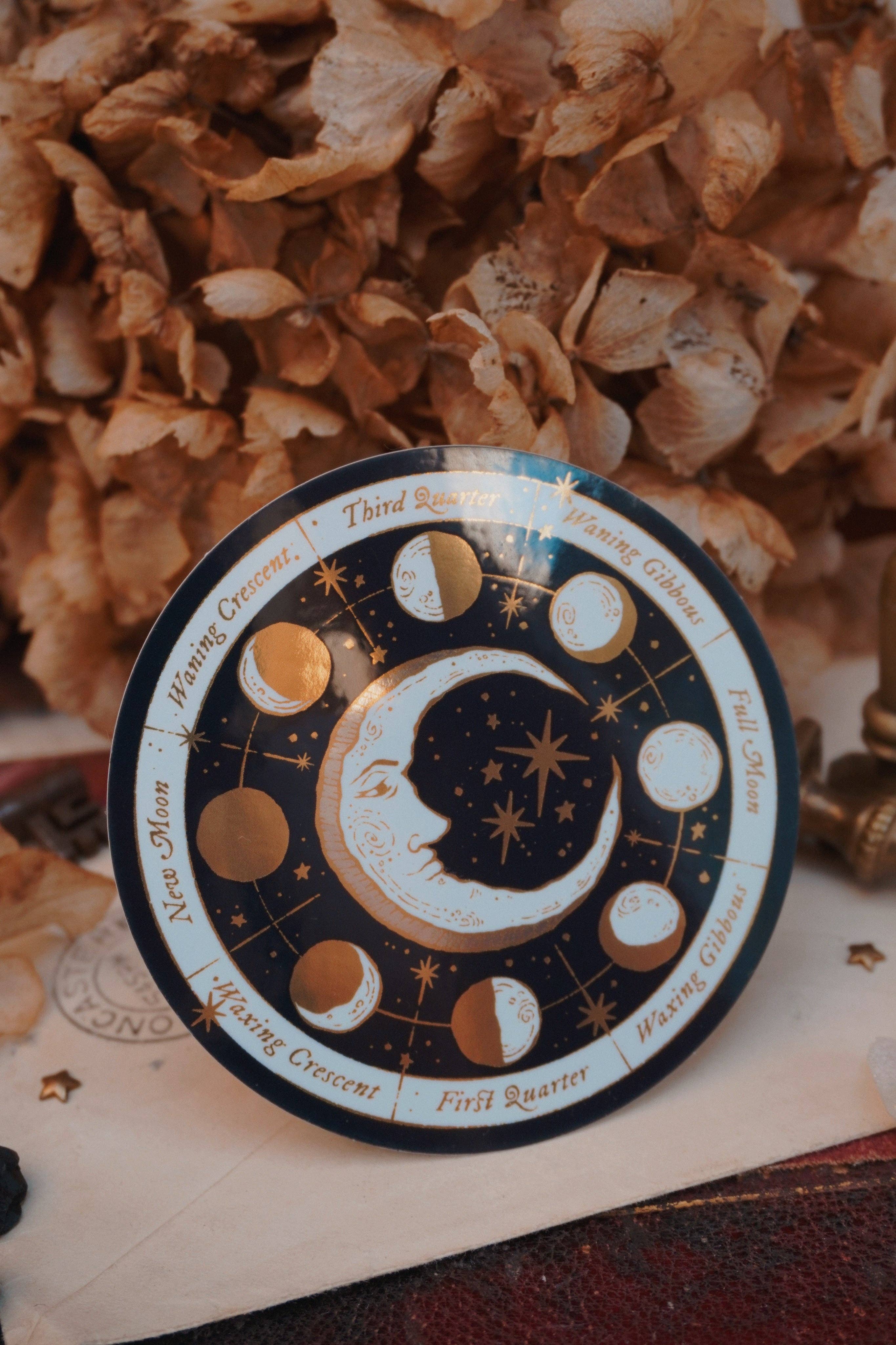Moon Phases Gold Mirror Sticker - Tooth & Toad