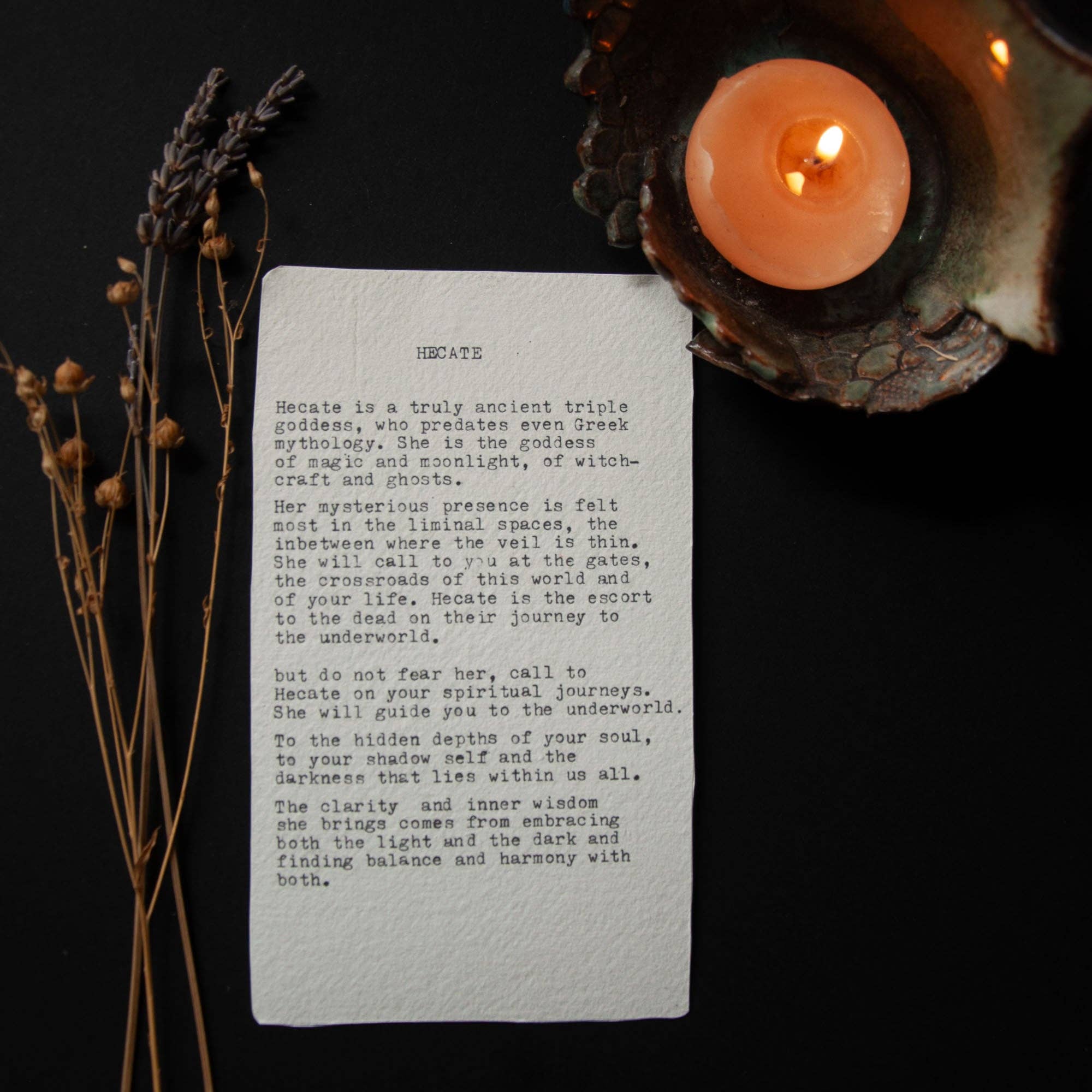 HECATE ORACLE ALTAR CARD PRINT | Linocut design.
