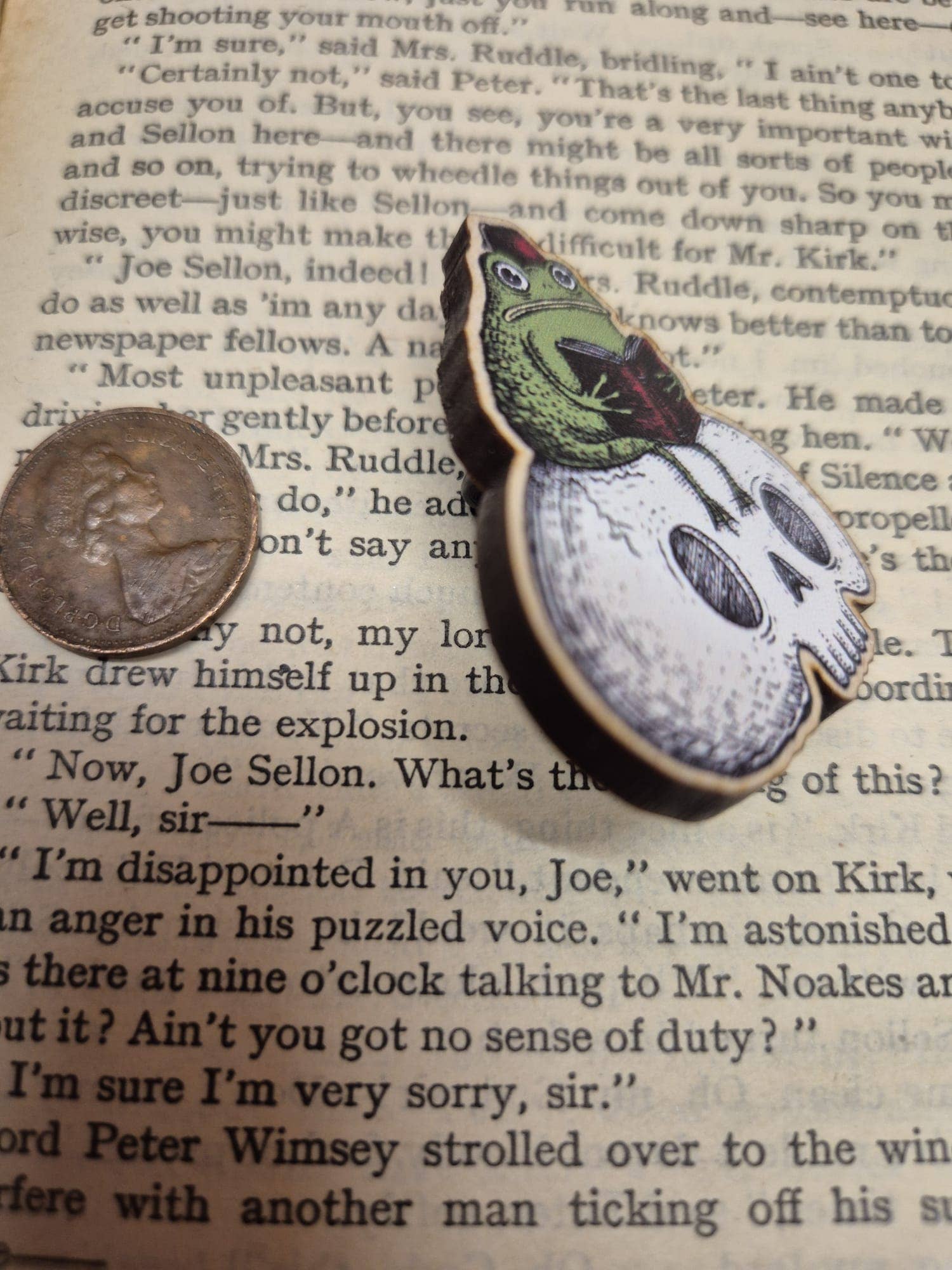 Studious Marshtoad Wooden Pin Badge
