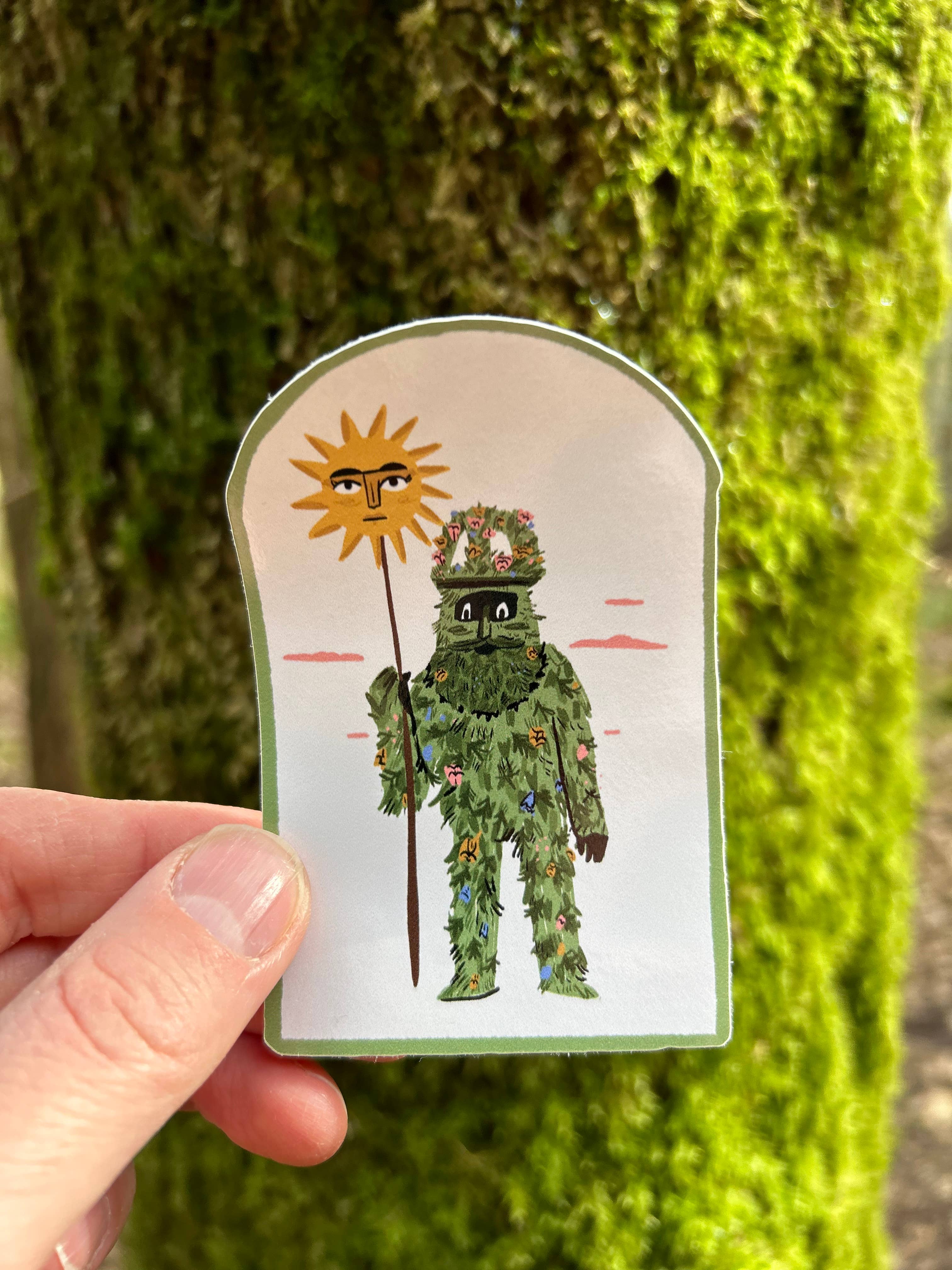 Green Man Vinyl Sticker - 10cm 