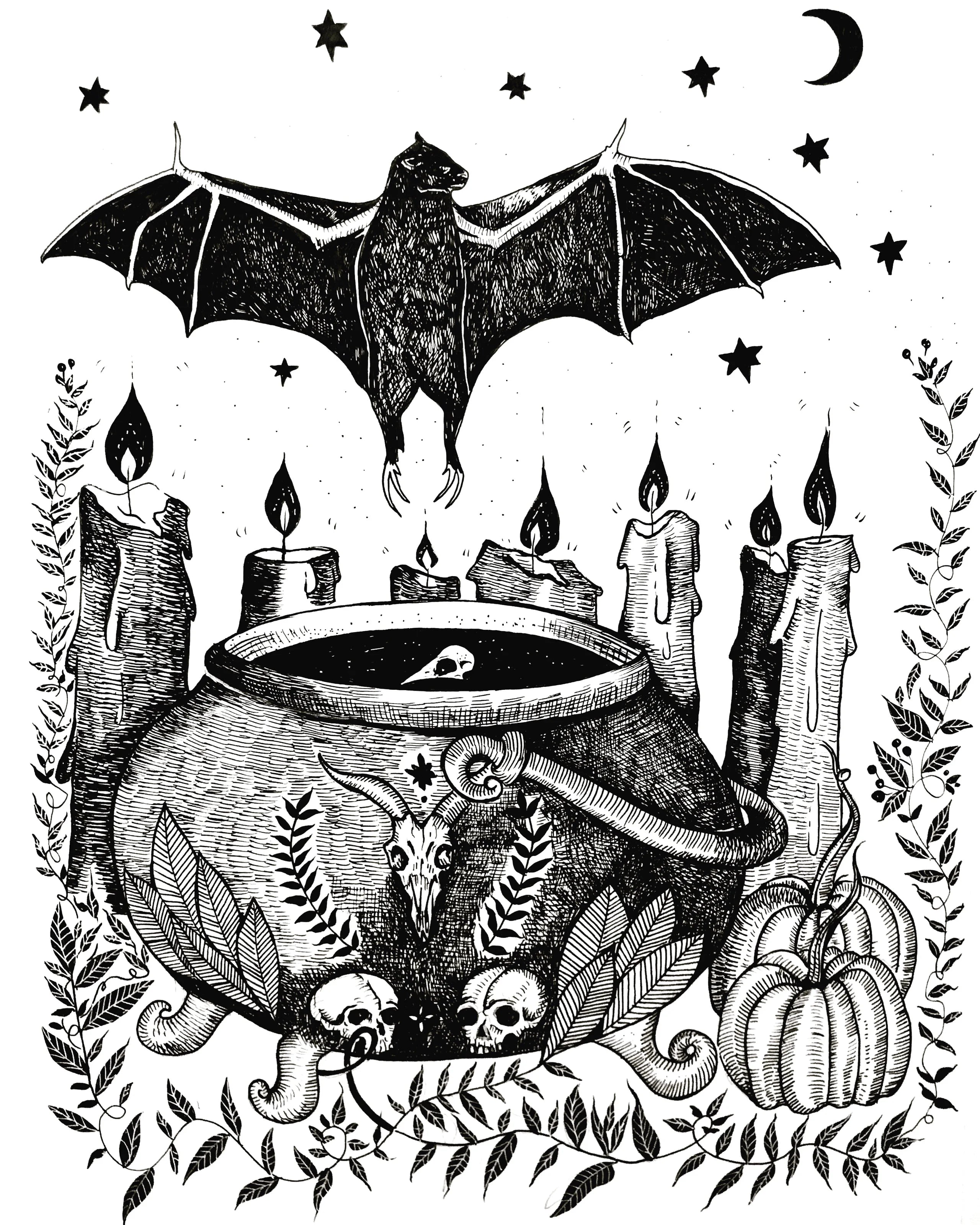 Gothic Banquet Art Print - Black & Bone