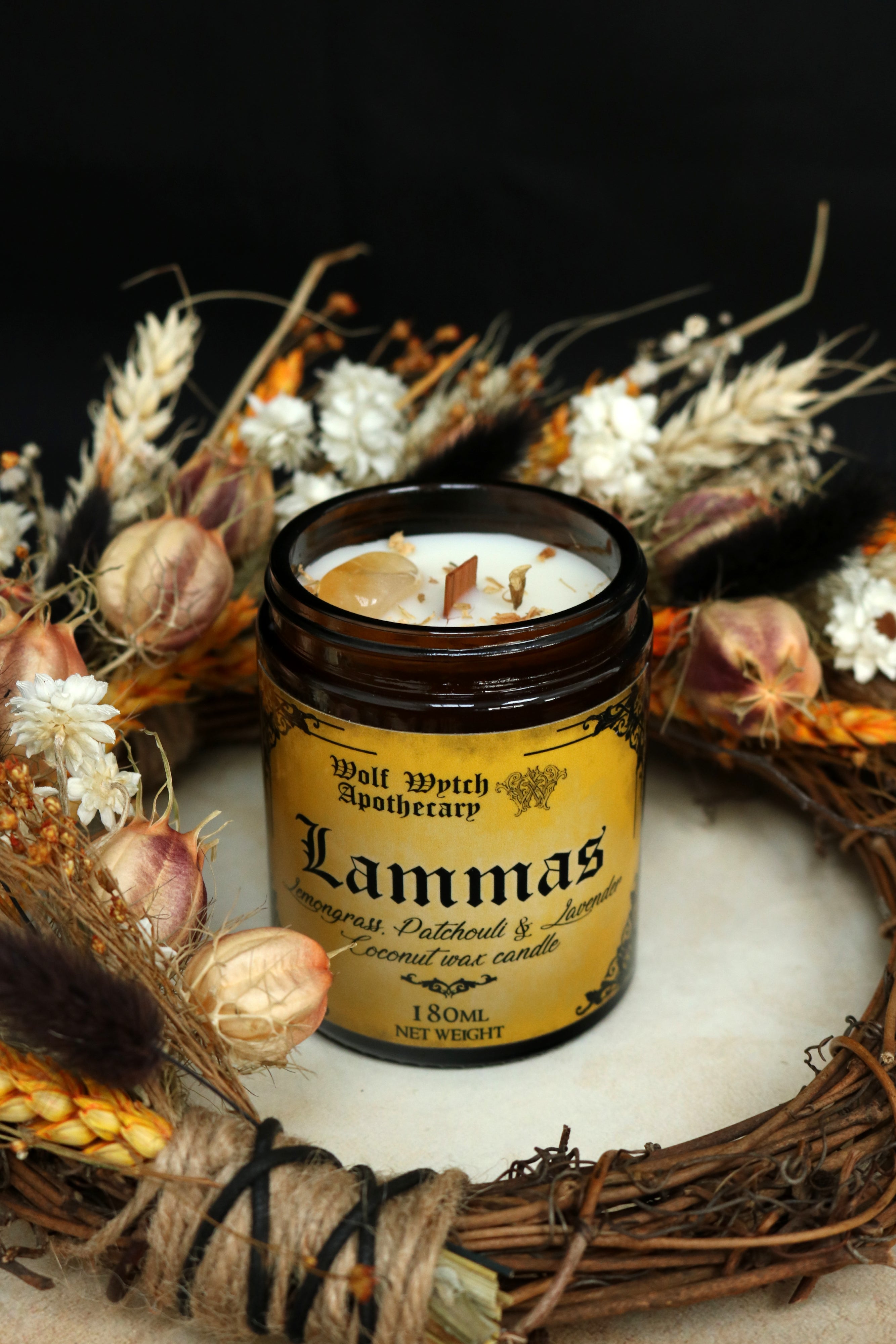 Lammas Sabbat Botanical Candle | Patchouli, Lavender, Lemongrass