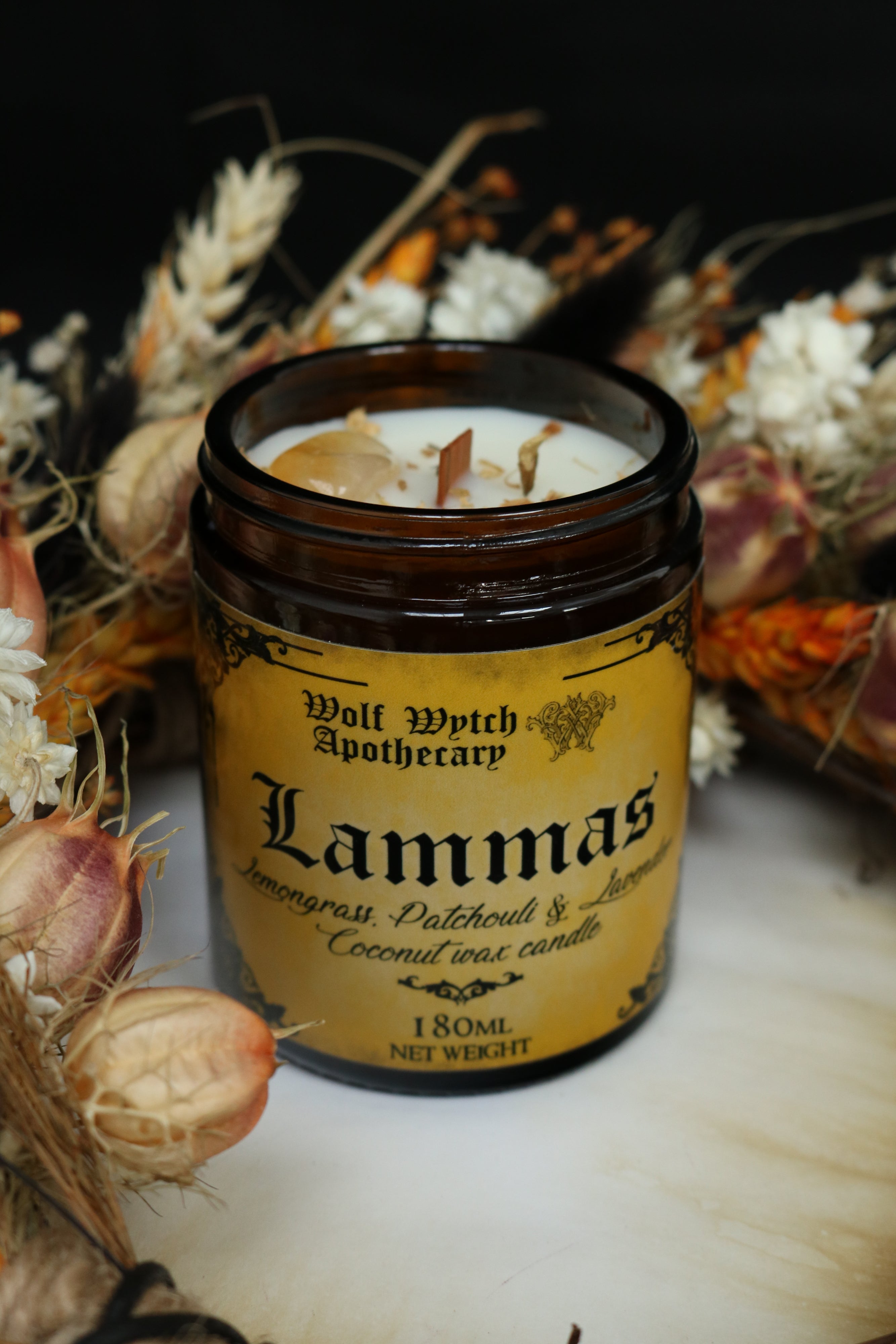 Lammas Sabbat Botanical Candle | Patchouli, Lavender, Lemongrass