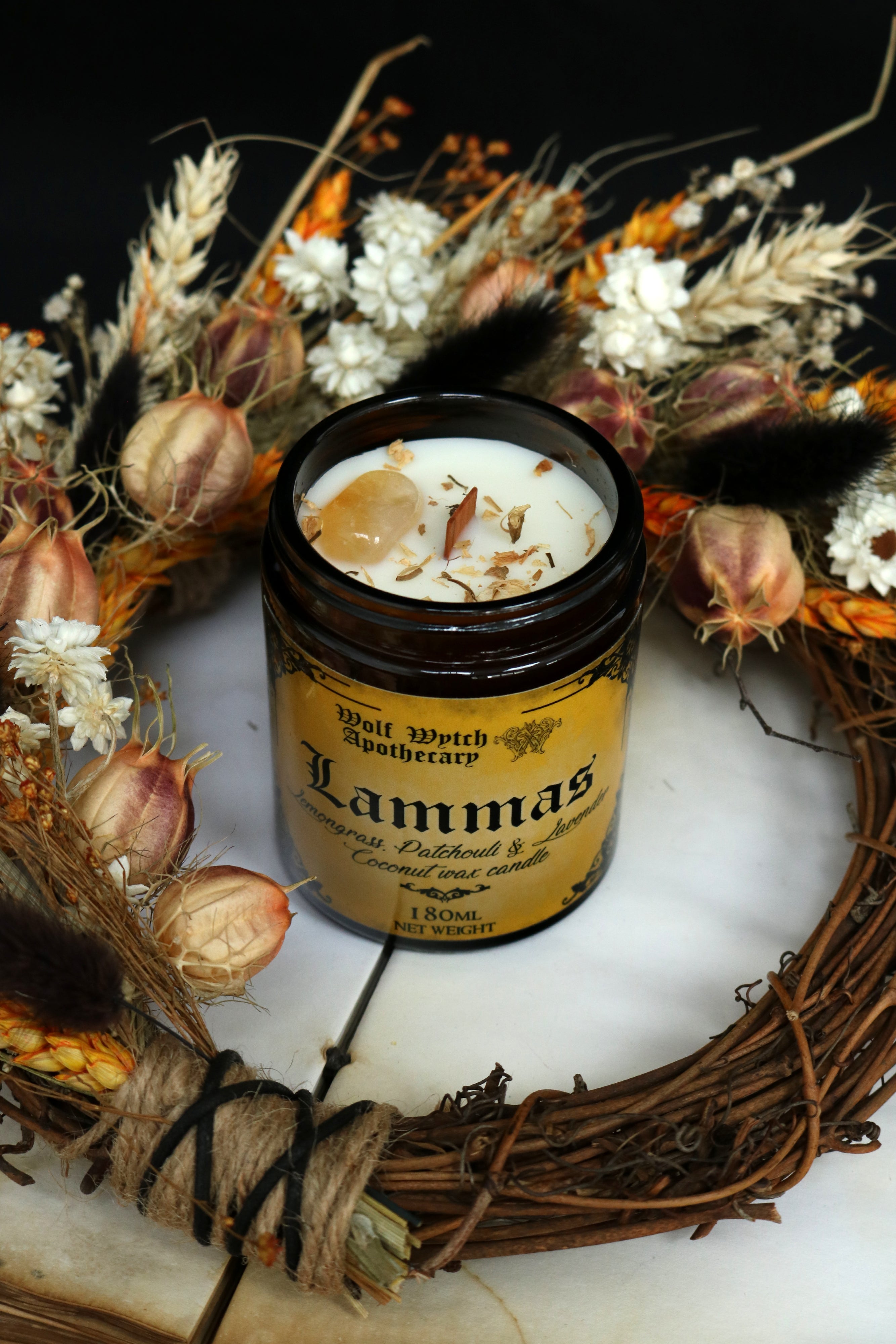 Lammas Sabbat Botanical Candle | Patchouli, Lavender, Lemongrass